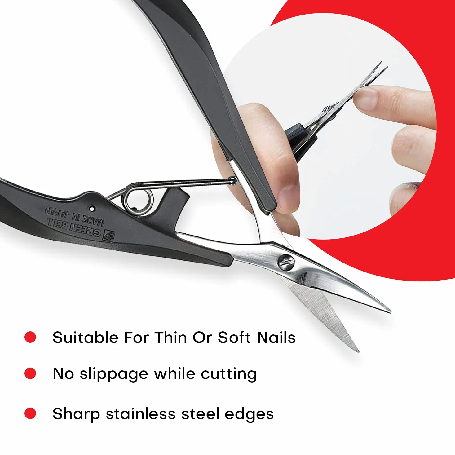 Seki EDGE SS-205 | Made in Japan | Tijeras de uñas de acero inoxidable | afiladas a mano | mangos ergonómicos | para uñas y cutículas | también para uñas finas, blandas y acrílicas