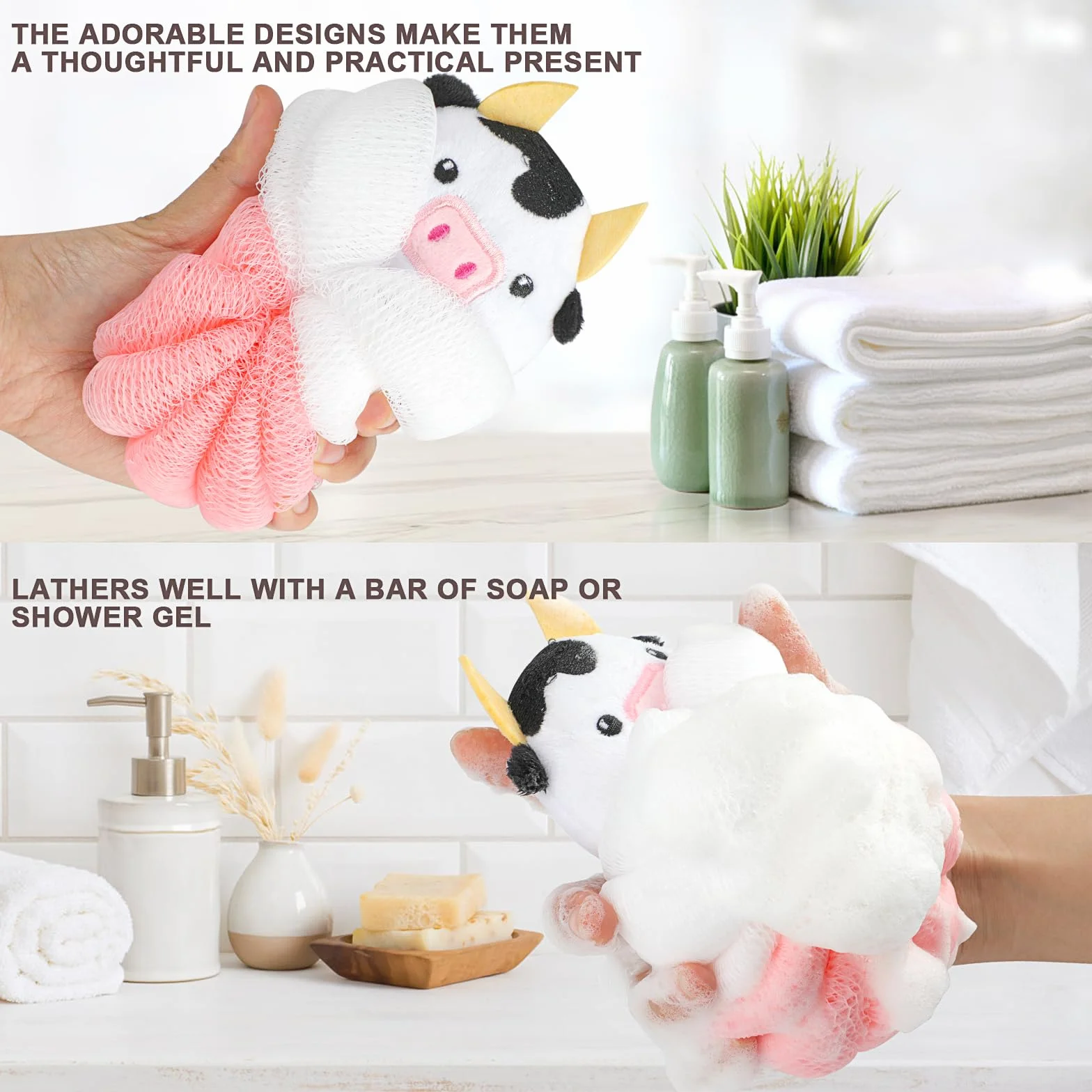 PHOGARY Esponja Baño Niños Encantadoras Esponjas Cuerpo Pouf Ducha Forma Animal Exfoliante Corporal
