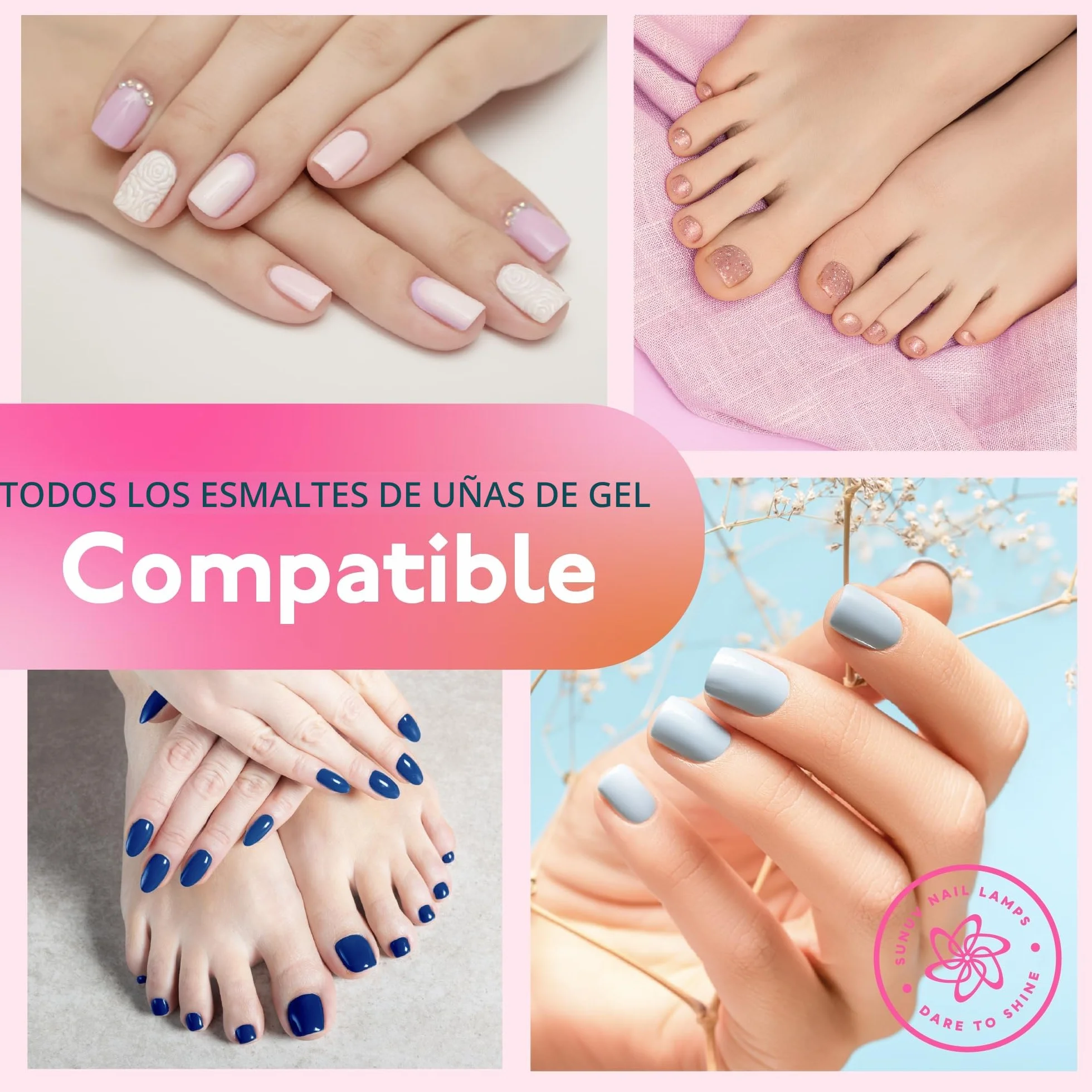 SUNUV Lámpara Secadora de Uñas, Profesional LED UV Lampara Uñas de Gel, Curado Luz en 4 modos para tiempo 10s, 30s, 60s y 90s