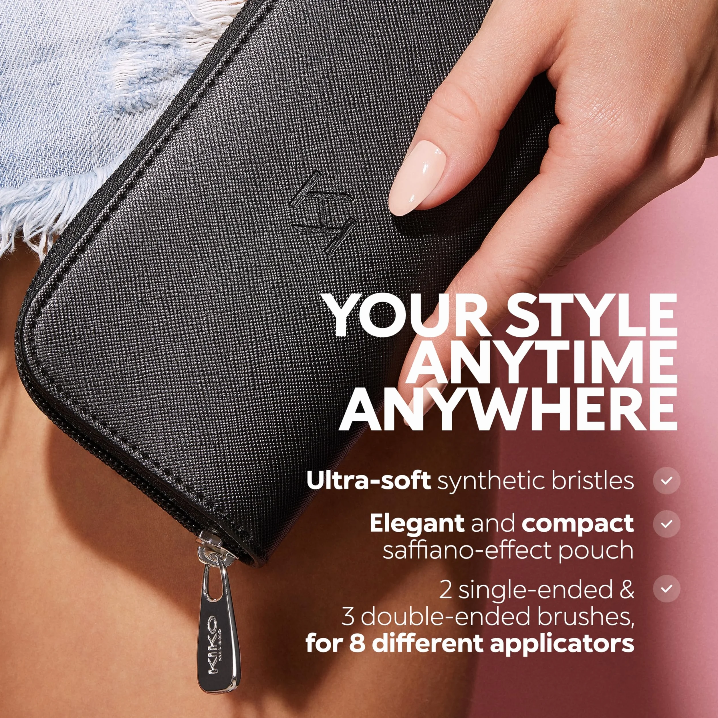 KIKO Milano Travel Brush Set Estuche de viaje 5 brochas profesionales