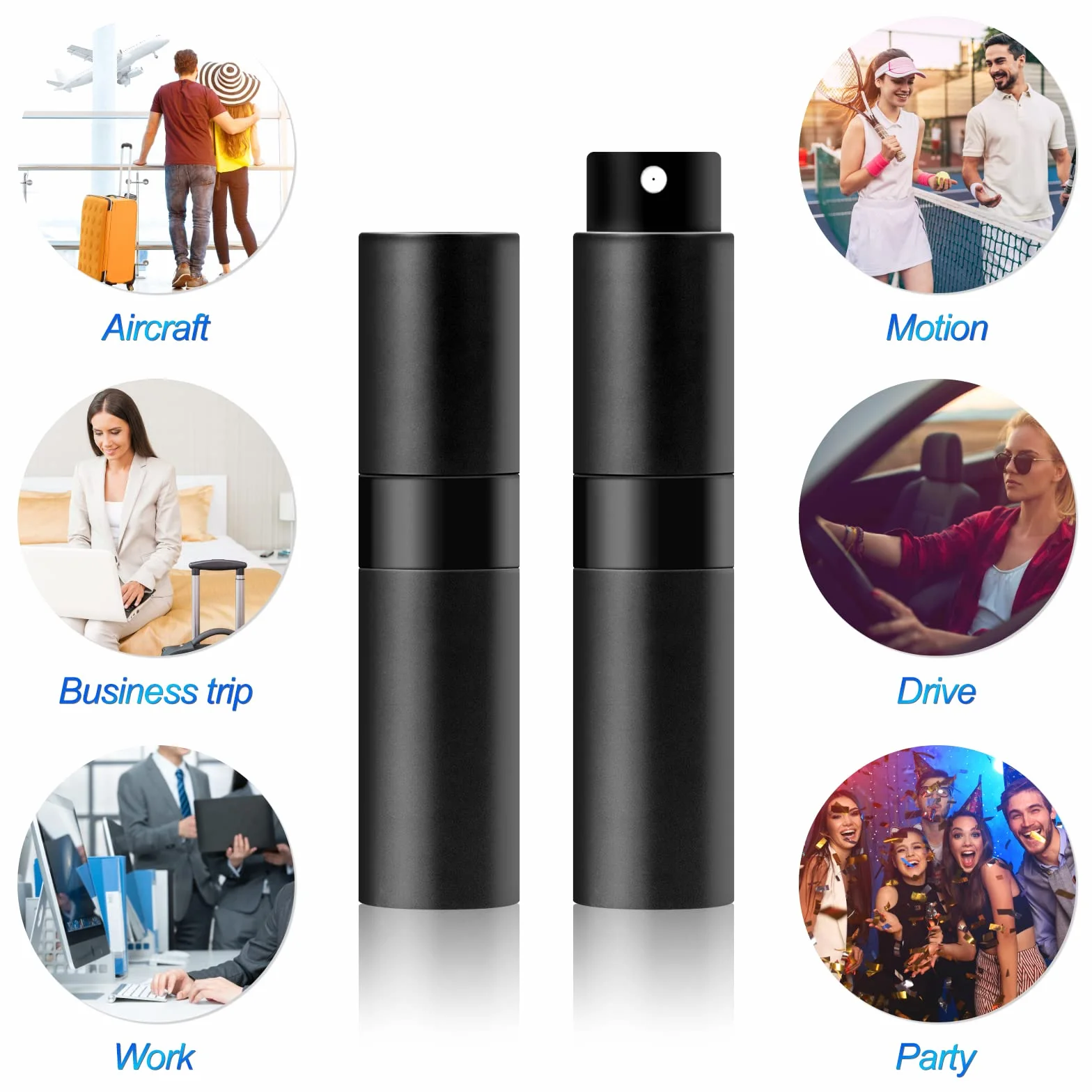 Redamancy Atomizador Perfume Recargable 8ml Pulverizador Perfume Portátil Botella Vacía con Pipeta y Embudo Negro