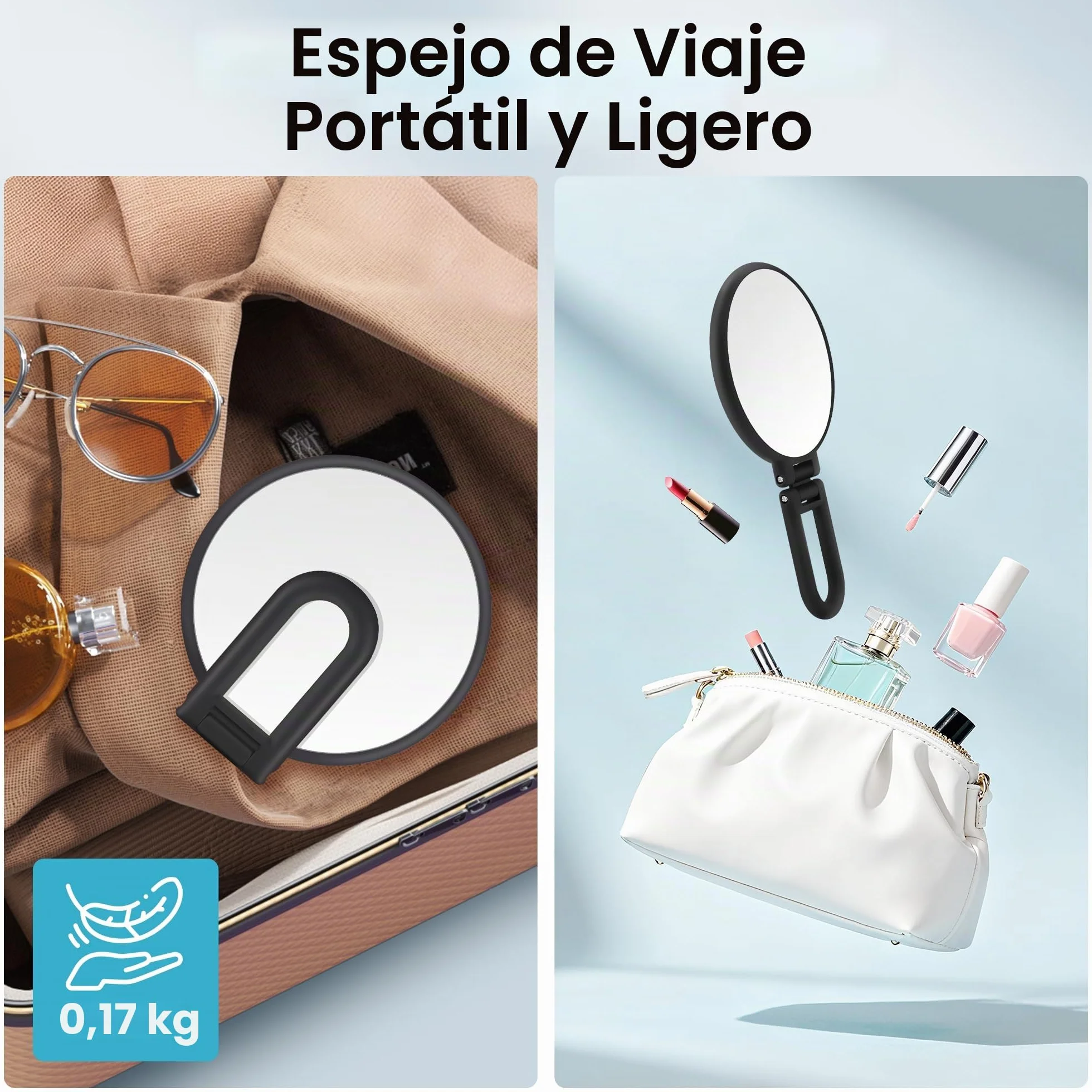 MIYADIVA Espejo de Aumento 40X Doble Cara 40X/1X Portátil Plegable para Maquillaje