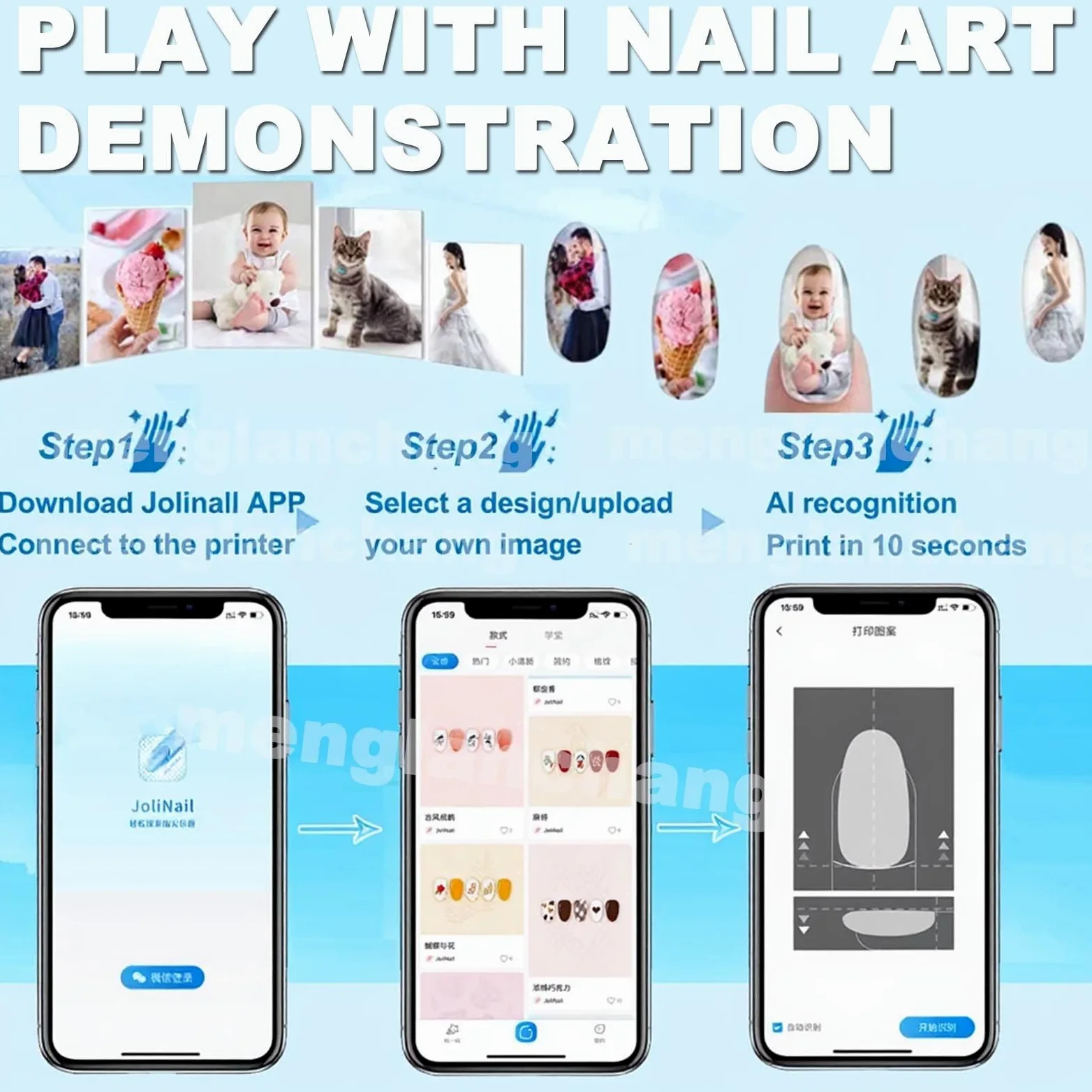 Impresora De UñAs PortáTil, Impresora Inteligente Diy Para DecoracióN De UñAs En Casa Y SalóN, ImpresióN De UñAs InaláMbrica 4800Dpi,(Accesorio Individual Opcional/Juego) NailArtMachine+Accessories