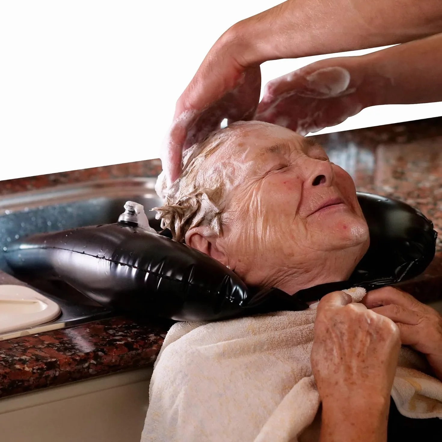 Lavacabezas Portátil para Lavar el Cabello en el Fregadero o Cama - Cubeta de Champú para Casa, Personas Mayores y Niños