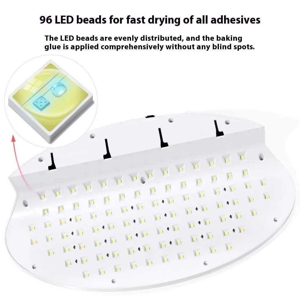 Lámpara de uñas UV LED 256 W, secador gel for con 96, herramientas profesionales manicura y pedicura secado rápido for uso doméstico Práctico