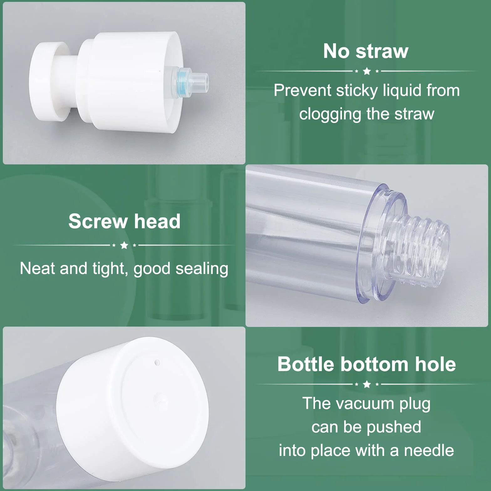 BENECREAT 6 Pack 30ml Botella de Presión de Vacío Contenedor de Bomba de Cosmético para Loción Crema Facial