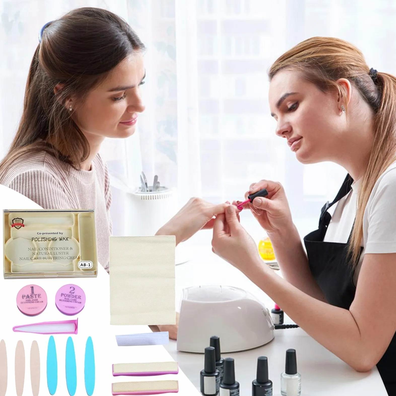 Kit de Cuidado de Uñas Con Para Duradera | Juego de Herramientas de Manicura para Pulir Uñas para Mujeres Niñas Principiantes Salón Hogar Boda Sesión de Fotos