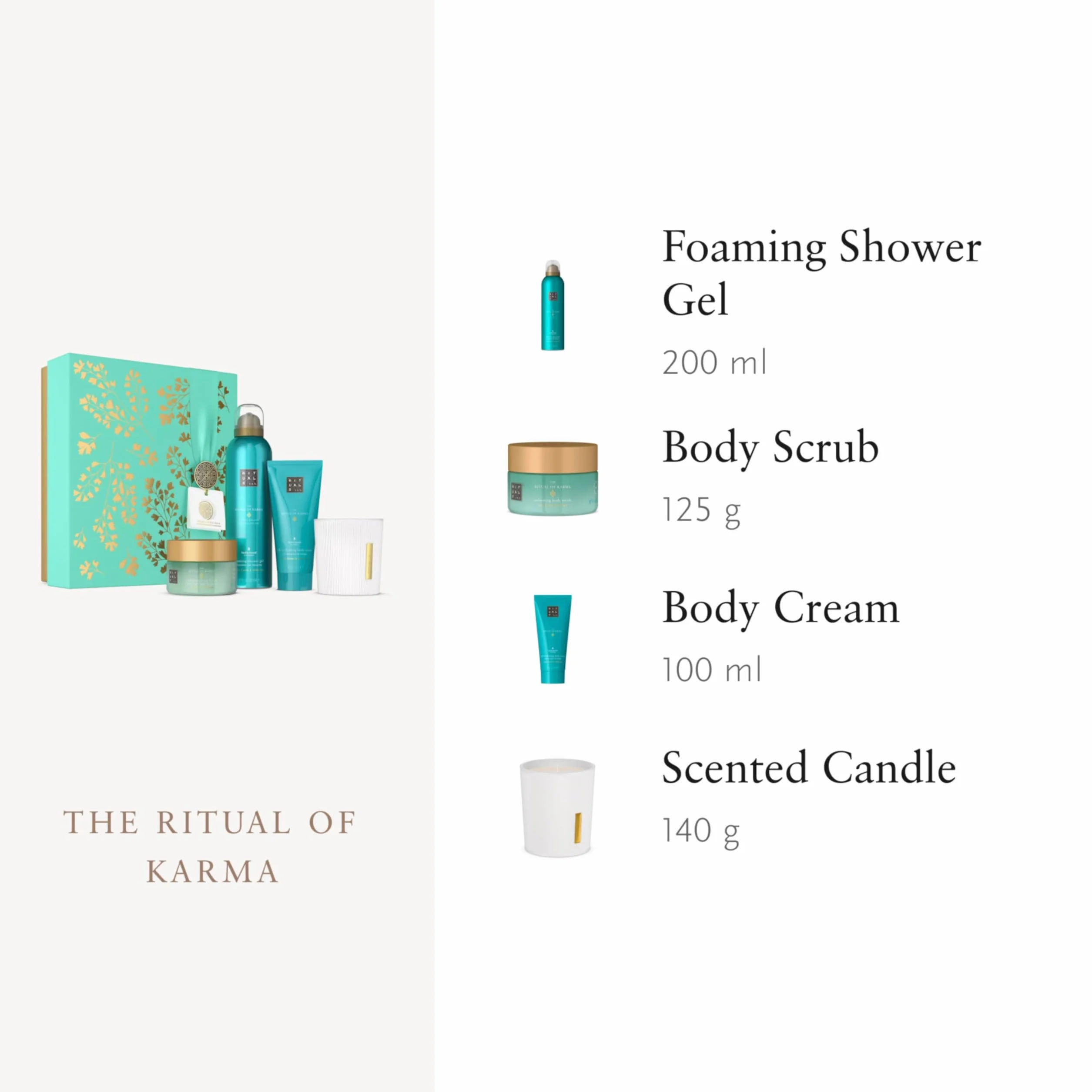 RITUALS Caja de regalo The Ritual of Karma, Medium - Set de baño con productos para el cuidado de la piel con loto y té blanco - Propiedades nutritivas y reconfortantes
