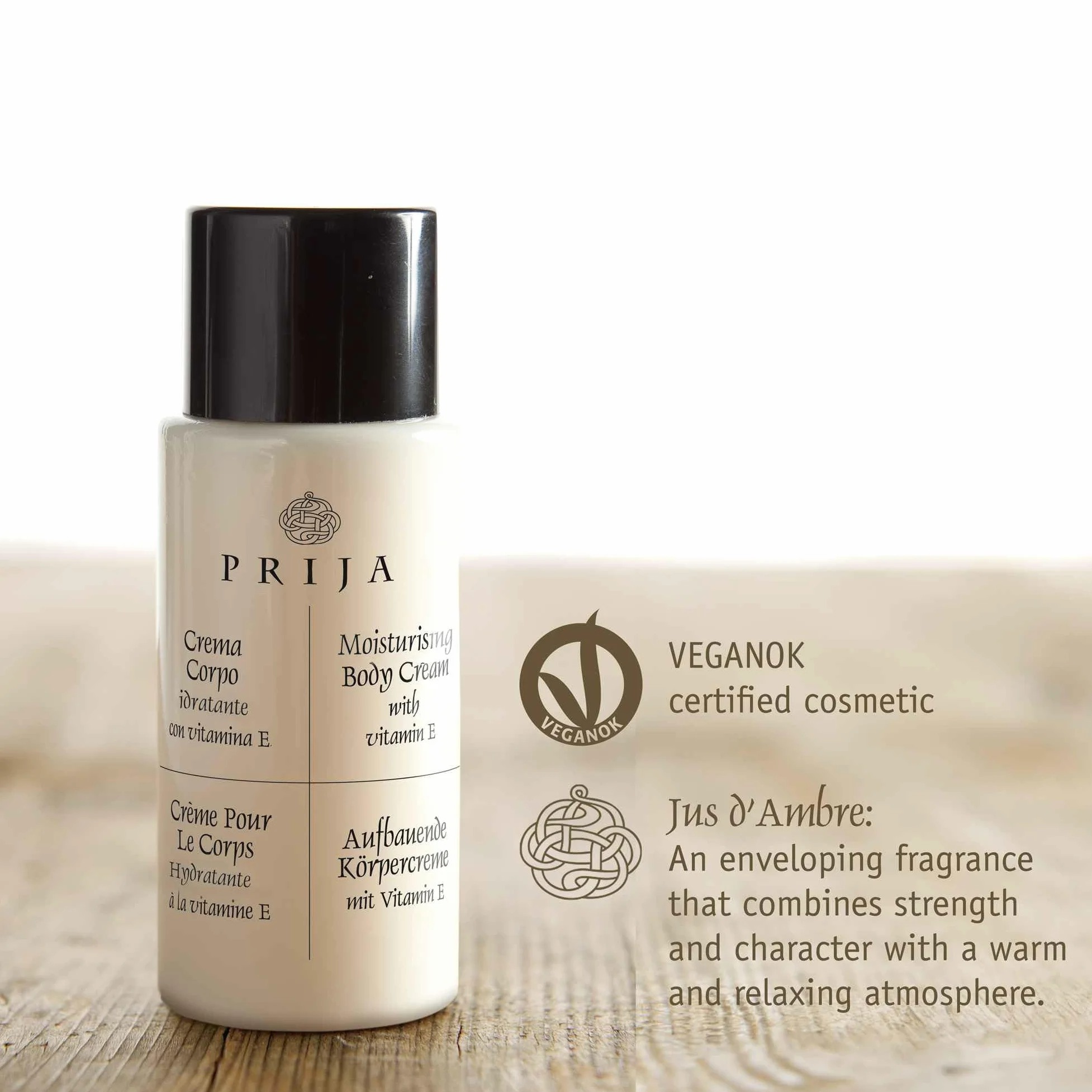 Prija Loción corporal, crema corporal con vitamina E para manos y cuerpo, 40 ml, loción hidratante en frasco de Italia, Hoteles Spa Wellness, AIRBNB, apartamentos (100 unidades)