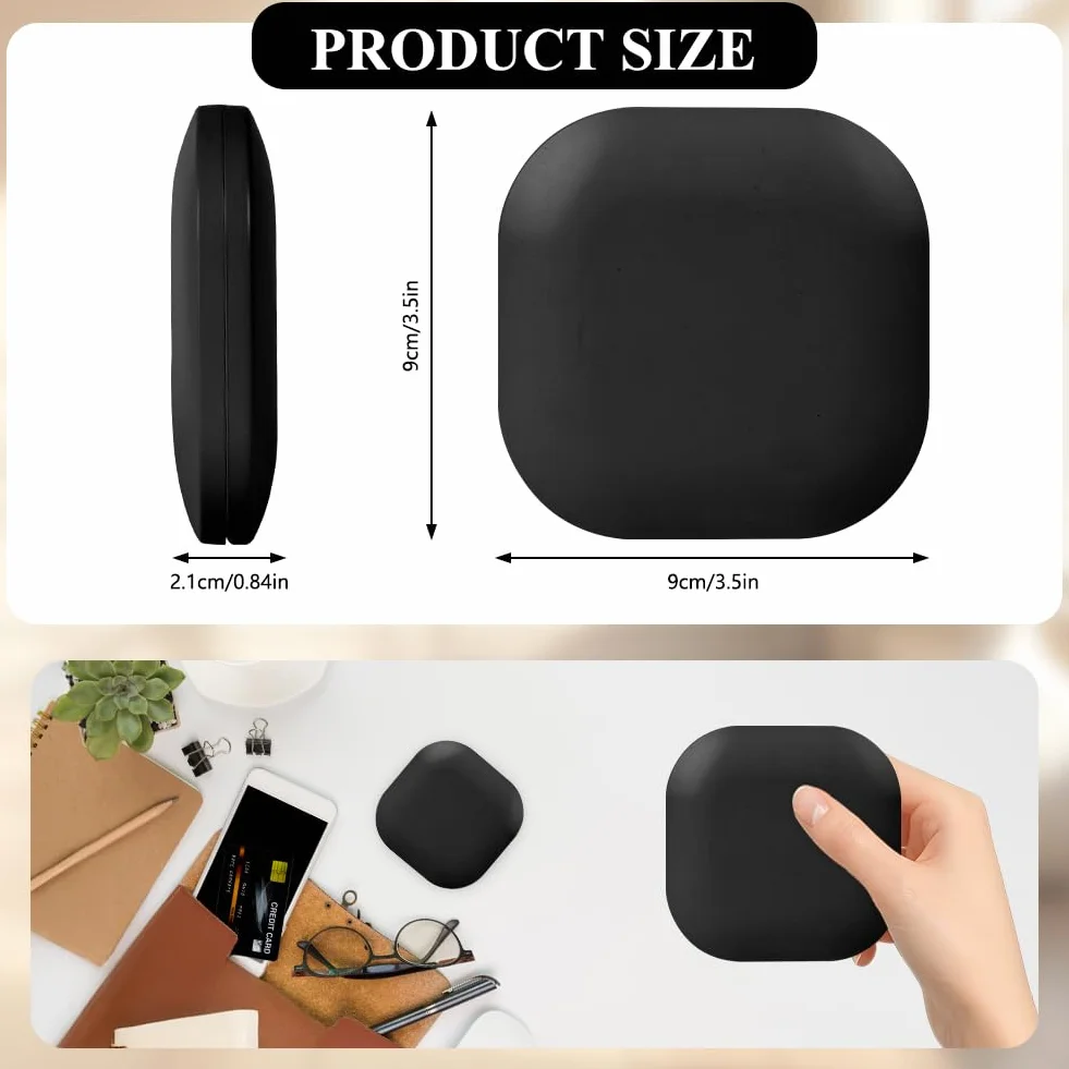 HOTUT Espejo de Maquillaje de Doble Cara 3X/1X Aumento Pequeño de Bolsillo Viaje Luz Regulable Negro