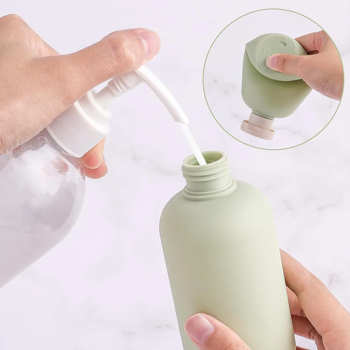 Botellas Exprimibles 200 ml 2 Piezas Plástico Recargables Vacías con Tapa Abatible para Loción Champú
