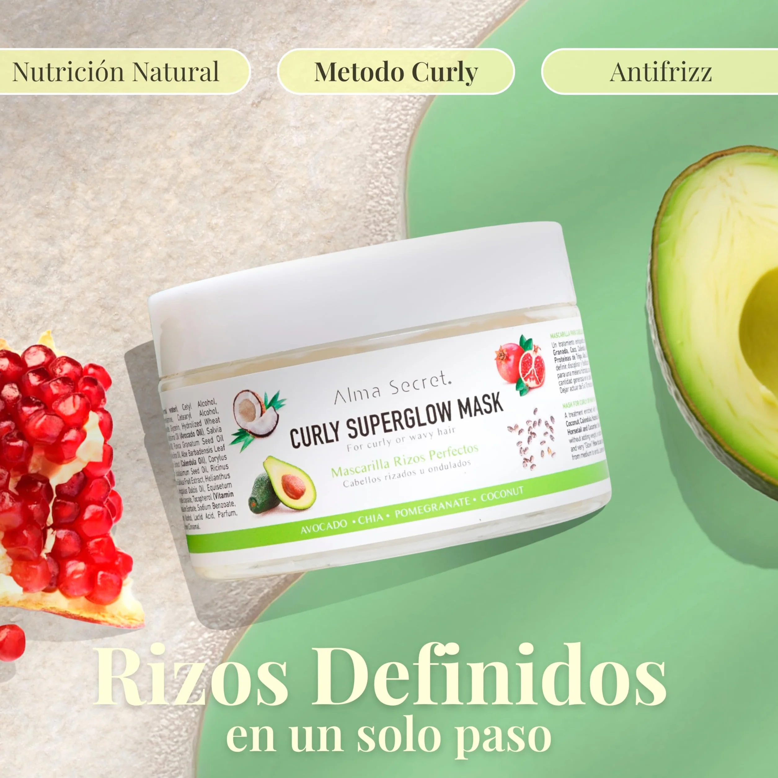 Alma Secret Curly Superglow Mask Mascarilla Antiedad Pelo Rizado 9 Aceites Vegetales Proteínas Método Curly 250ml