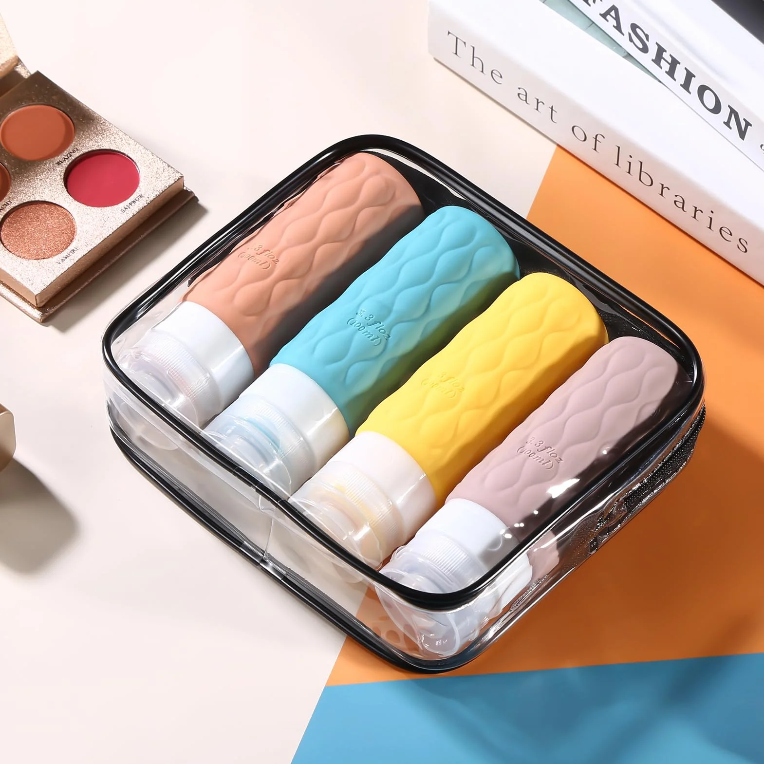 Botes viaje rellenables 100ml TSA aprobado sin BPA neceser transparente