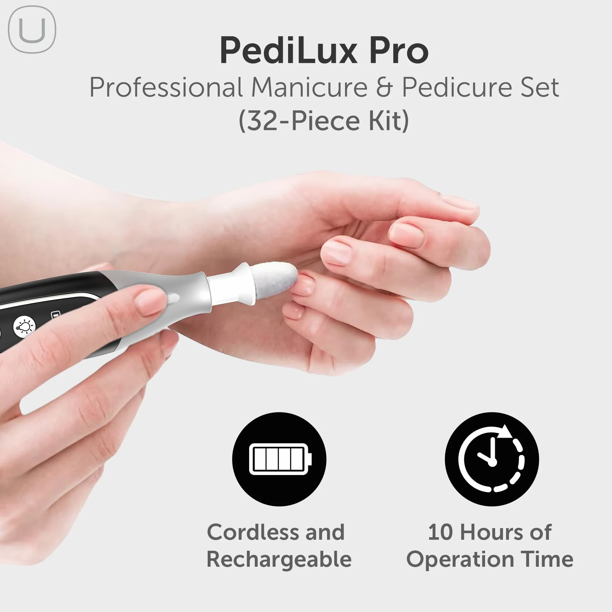 UTILYZE Kit Profesional De Manicura Y Pedicura Pedilux Pro: Lima Para Uñas Gruesas, Taladro Eléctrico Inalámbrico Para Limar Uñas, Lima Para Uñas Dremel, Lijadora, Elimina Callos Para Personas, Hombre