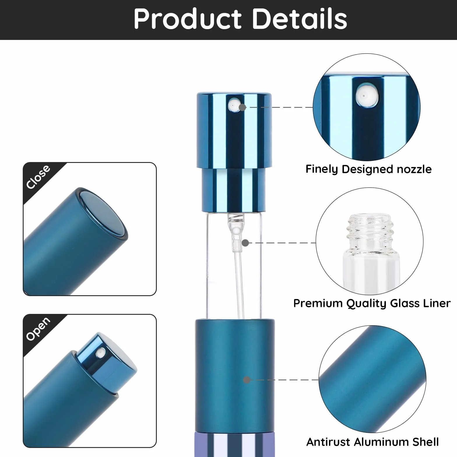 Segbeauty Bote Perfume Recargable 5 Piezas 10ml Atomizador Perfume Portátil Reutilizable