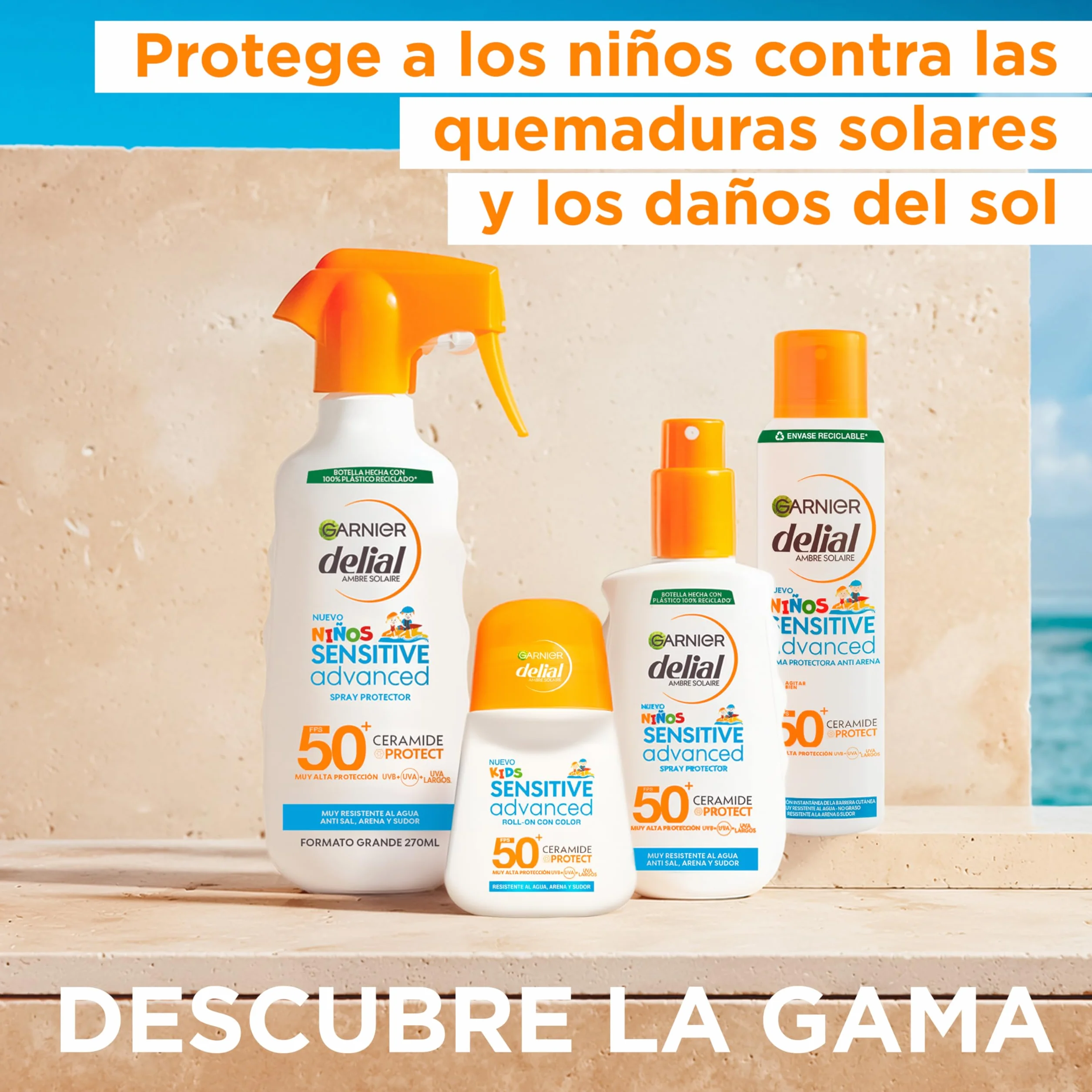 Garnier Delial Sensitive Advanced Kids Spray Protector FPS50+ Resistente al Agua 270ml