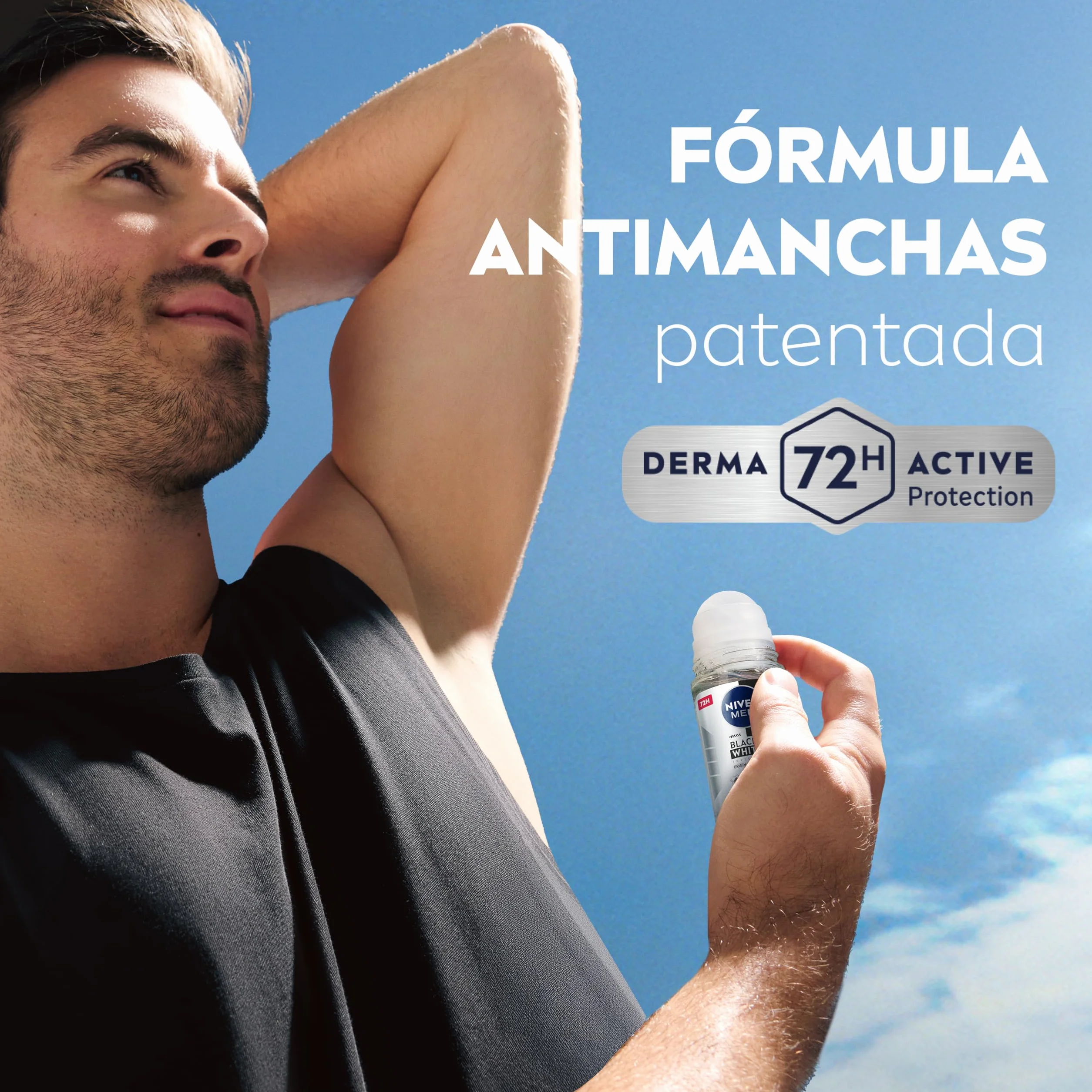 NIVEA MEN Black & White Invisible Original Desodorante Roll-on Hombre 72h Protección Antitranspirante Sin Alcohol Pack 6 x 50 ml