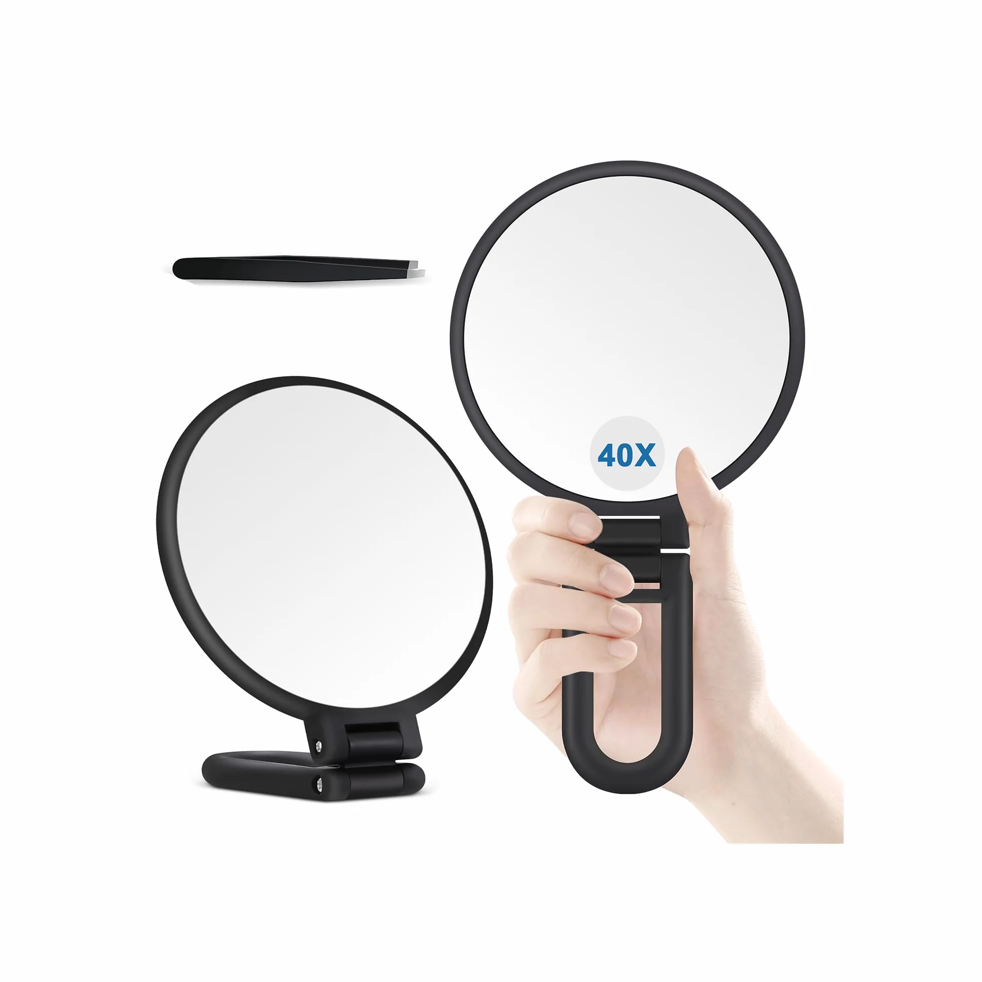 MIYADIVA Espejo de Aumento 40X Doble Cara 40X/1X Portátil Plegable para Maquillaje