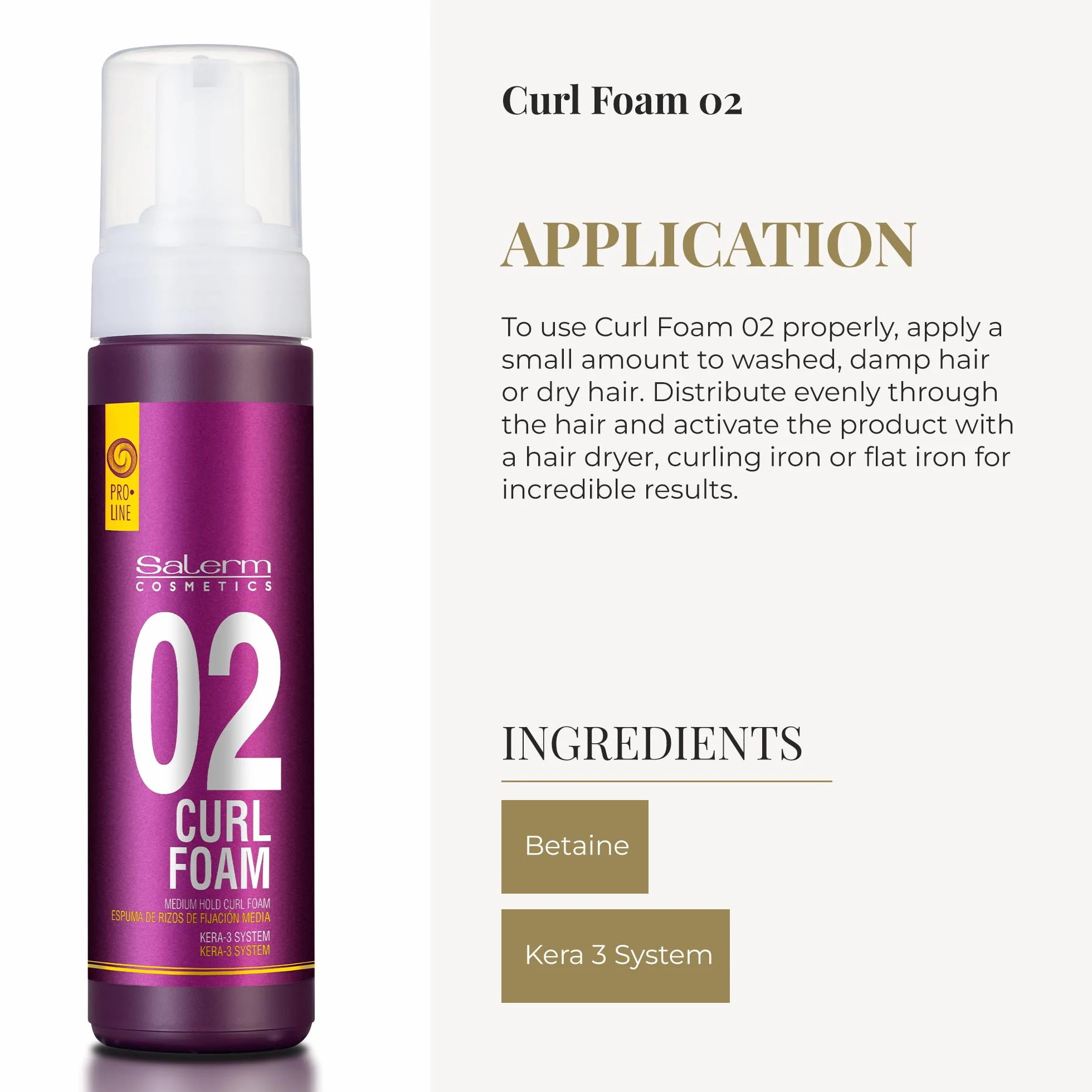 SALERM Pro Line Curl Foam 200 ml Rizos Definidos Queratinas Repara Hidrata Filtro Solar UV