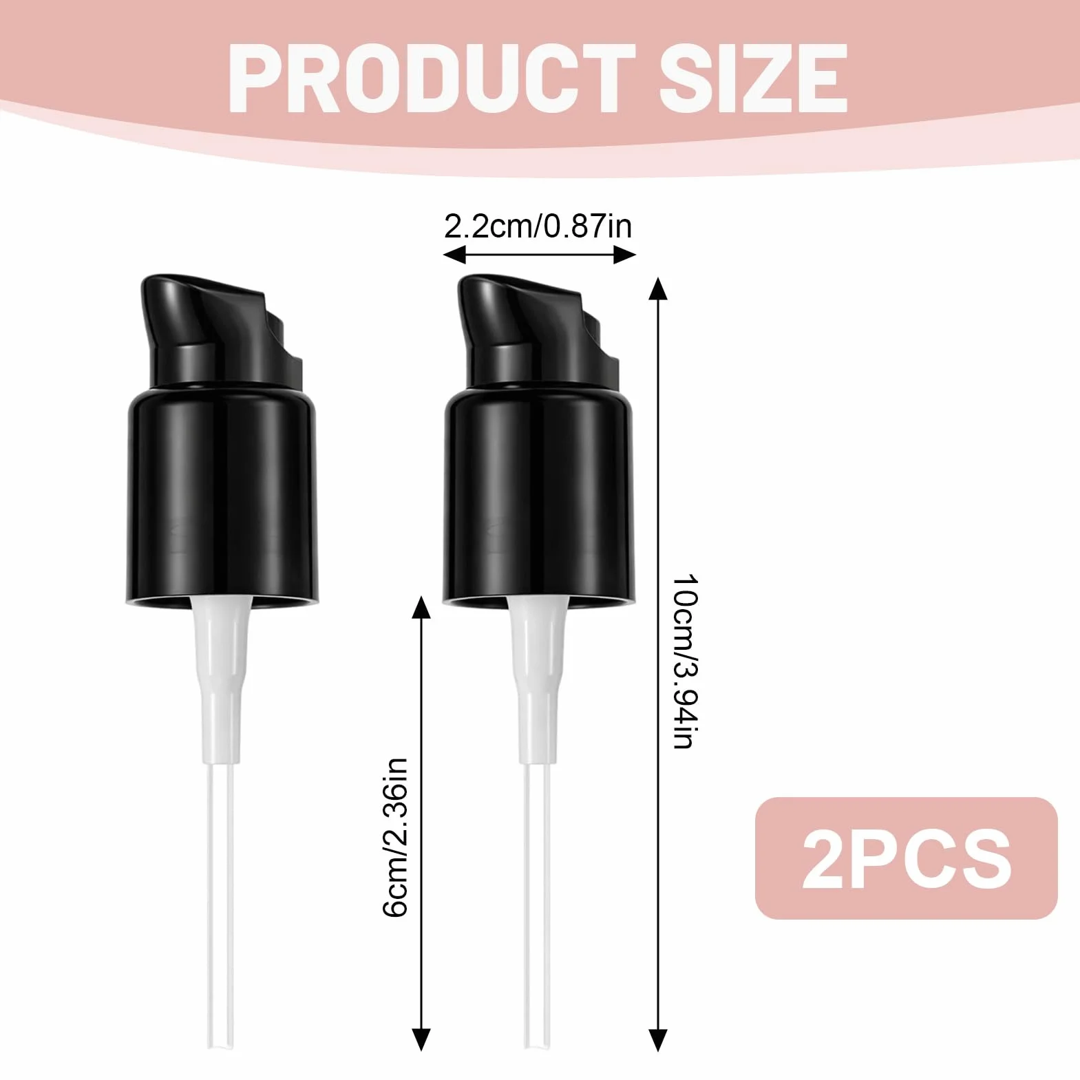 Bombas de Repuesto para Base de Maquillaje, Cabezal Tipo Pico de Pato, 2 Piezas Negro