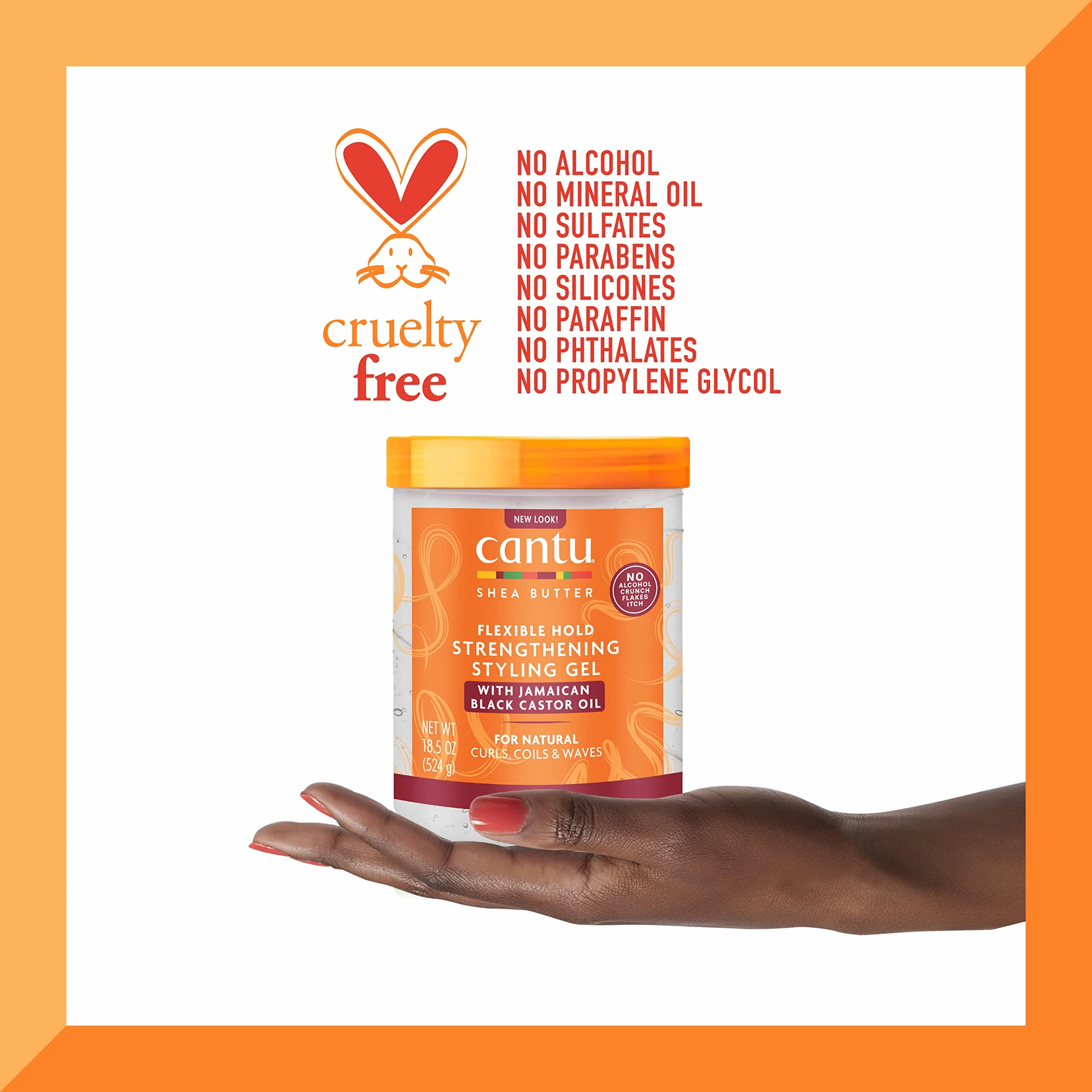 CANTU Gel para Peinar con Manteca de Karité y Aceite de Ricino Negro Jamaicano Natural 524 g