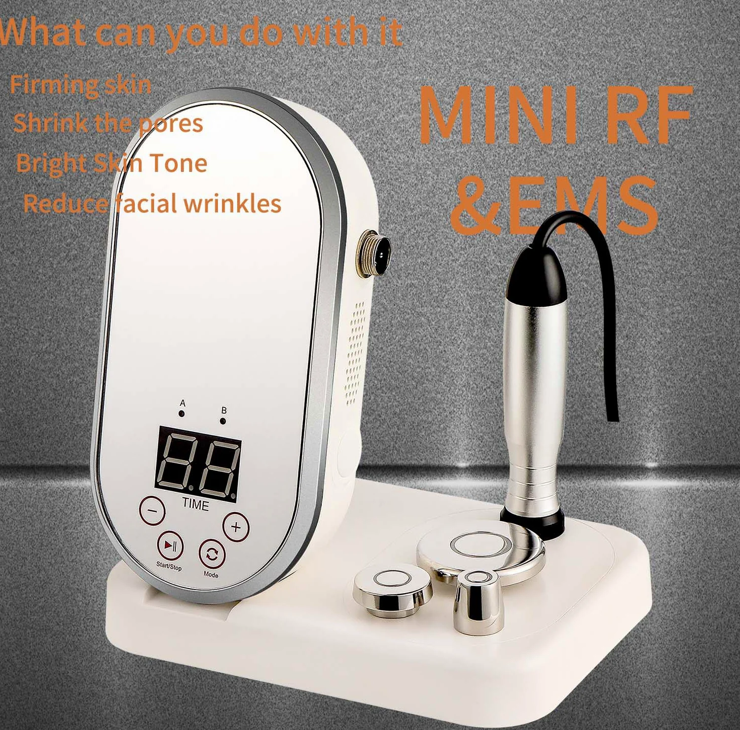 Elitzia Máquina facial de radiofrecuencia RF y EMS, uso doméstico, máquina de estiramiento de la piel, 3 tamaños, reemplazo de cabeza, levantamiento facial, reducción de arrugas, rejuvenecimiento de
