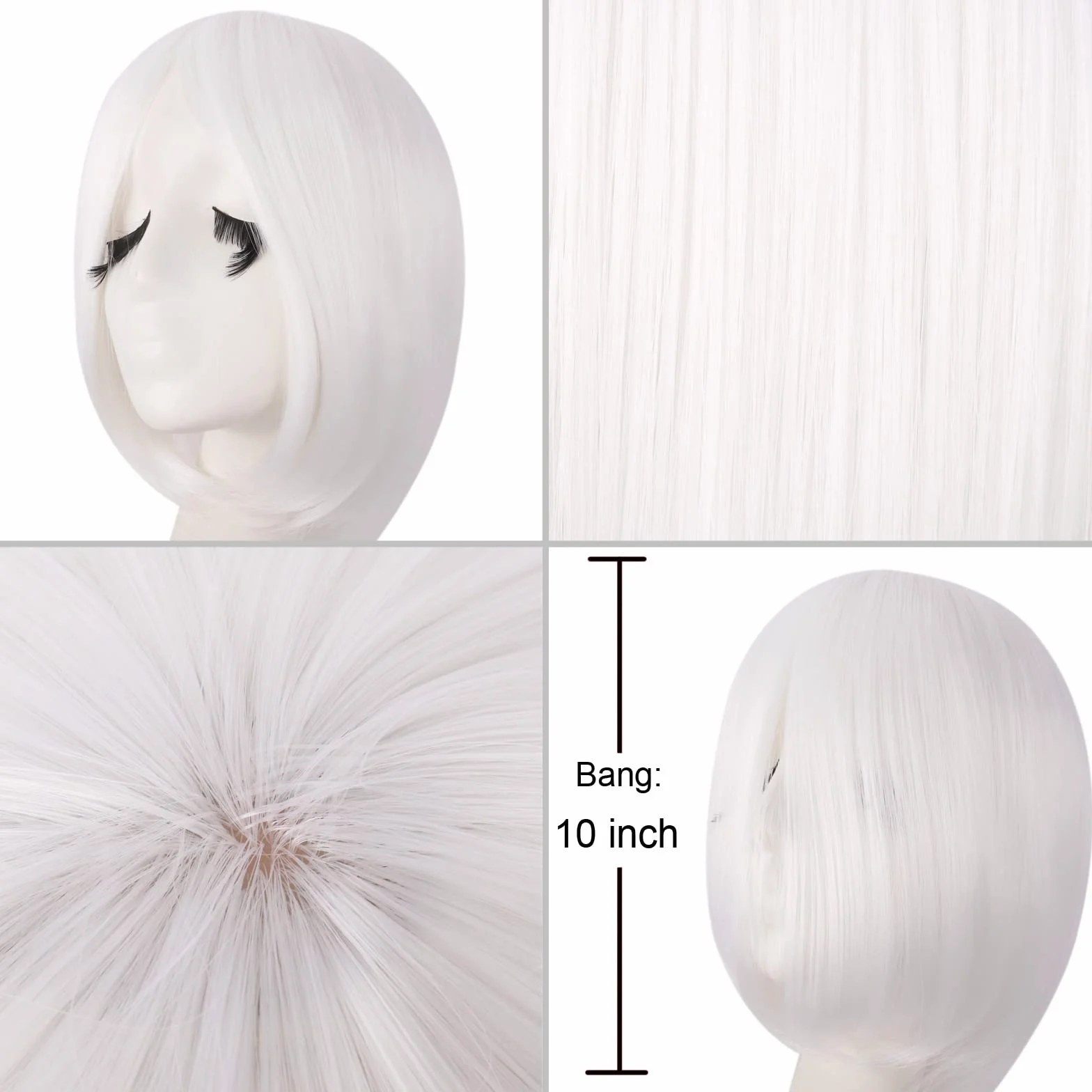 Mapofbeauty 40 Pulgadas Peluca Larga Recta Blanca Traje de Cosplay