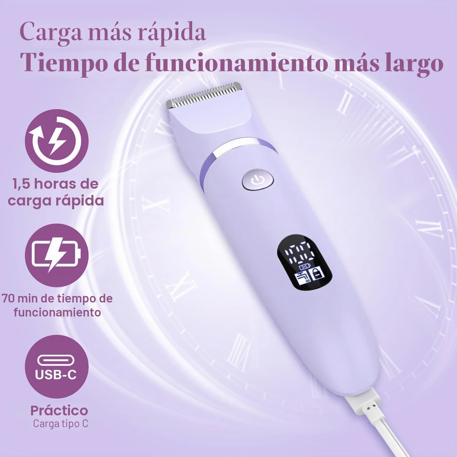 Afeitadora eléctrica para mujer 3 en 1 impermeable pantalla LCD seco/mojado