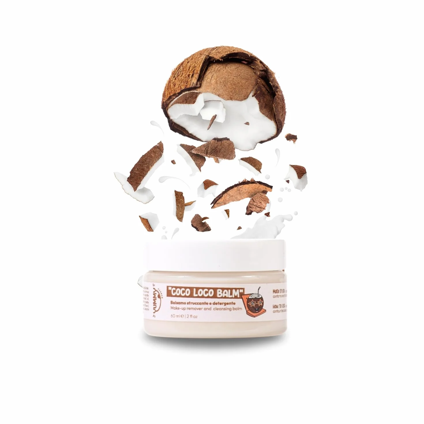 Bálsamo facial desmaquillante y limpiador con coco puro, aceite de almendras y manteca de karité