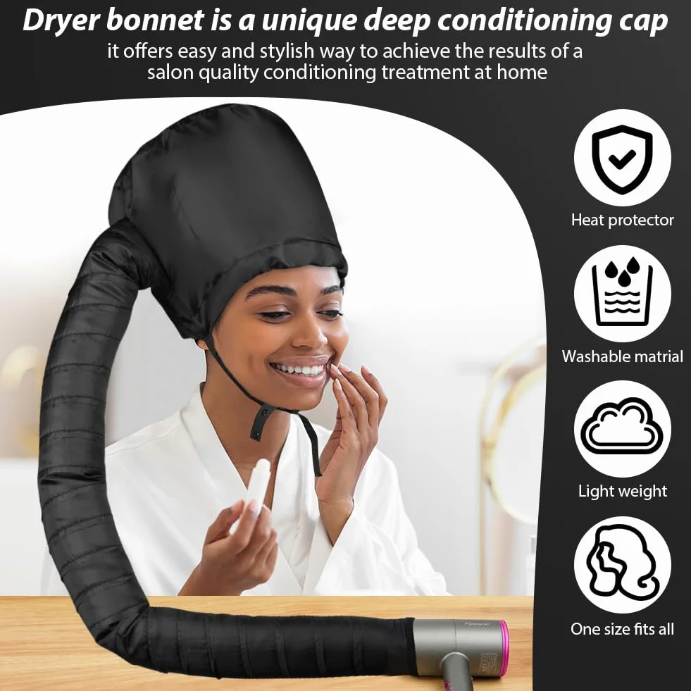 LOPHE Gorro Térmico para Cabello, Gorro Secador de Pelo con Cordón, Portátil para Secar