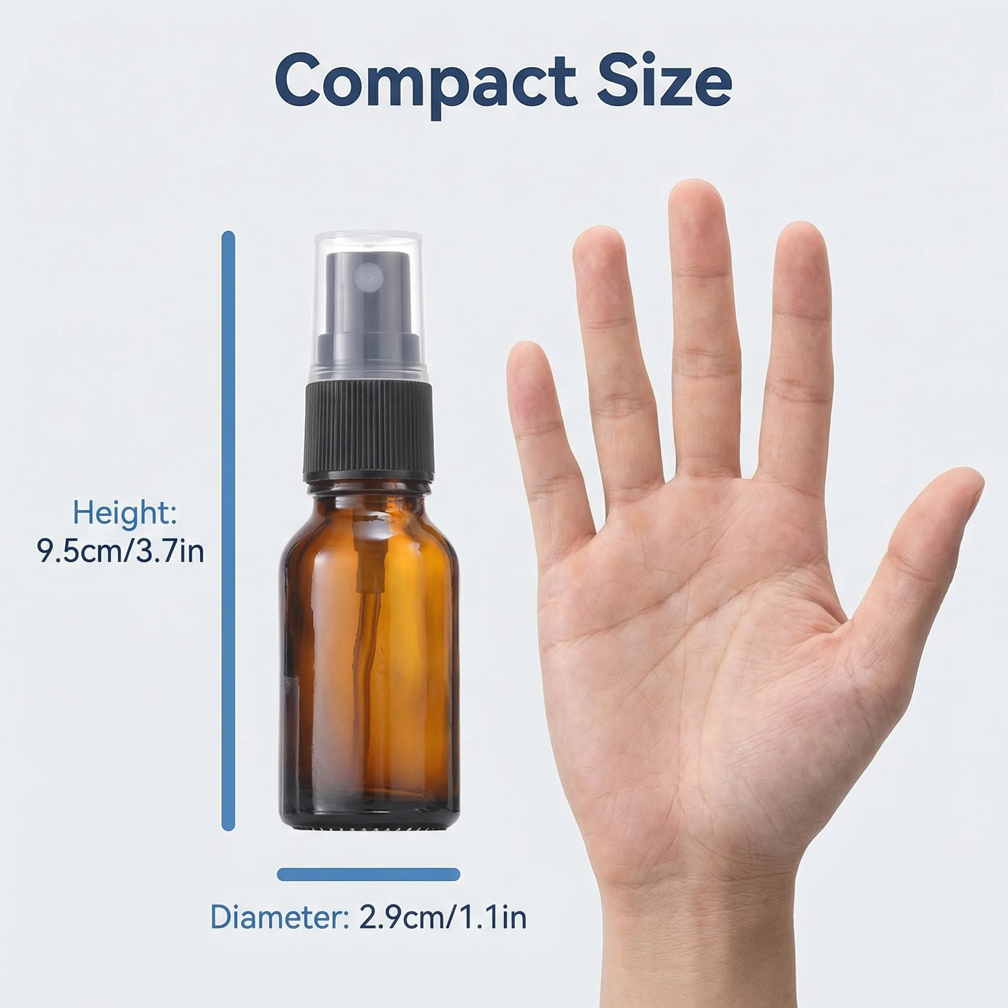 Botellas vacías de vidrio ámbar 15 ml recargables spray niebla fina para aceites esenciales