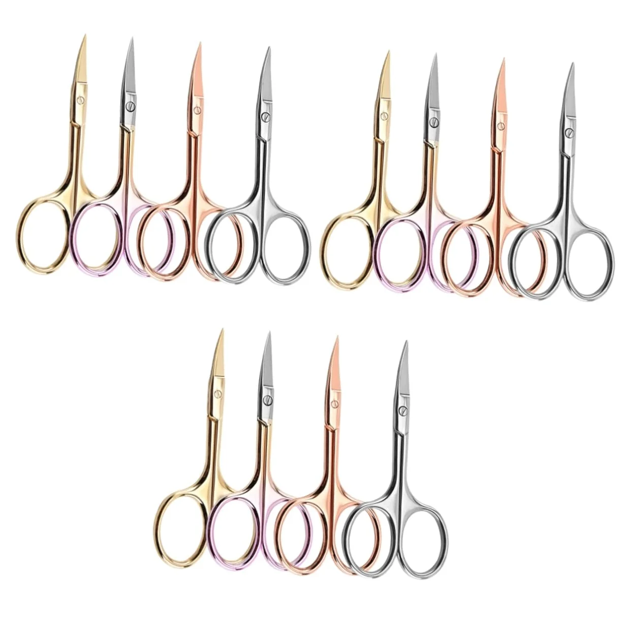 FOMIYES 12 Piezas Tijeras De Cejas Tijera Para Recortar Bigote Tijeras Curvas Para El Vello Facial Tijeras De Bigote Tijeras Para El Pelo De La Nariz Hombre Punta Recta Codo