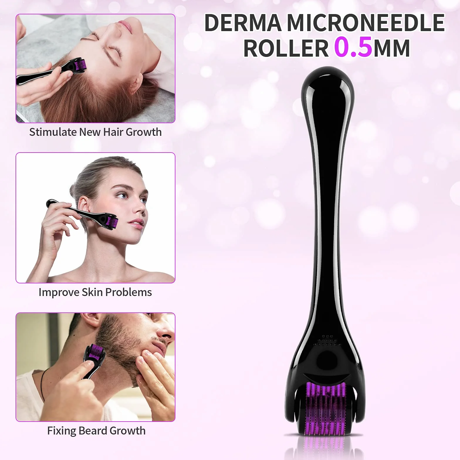 Derma Roller 2mm 540 Titanio Microneedle Roller Rejuvenecimiento Facial Anti-arrugas