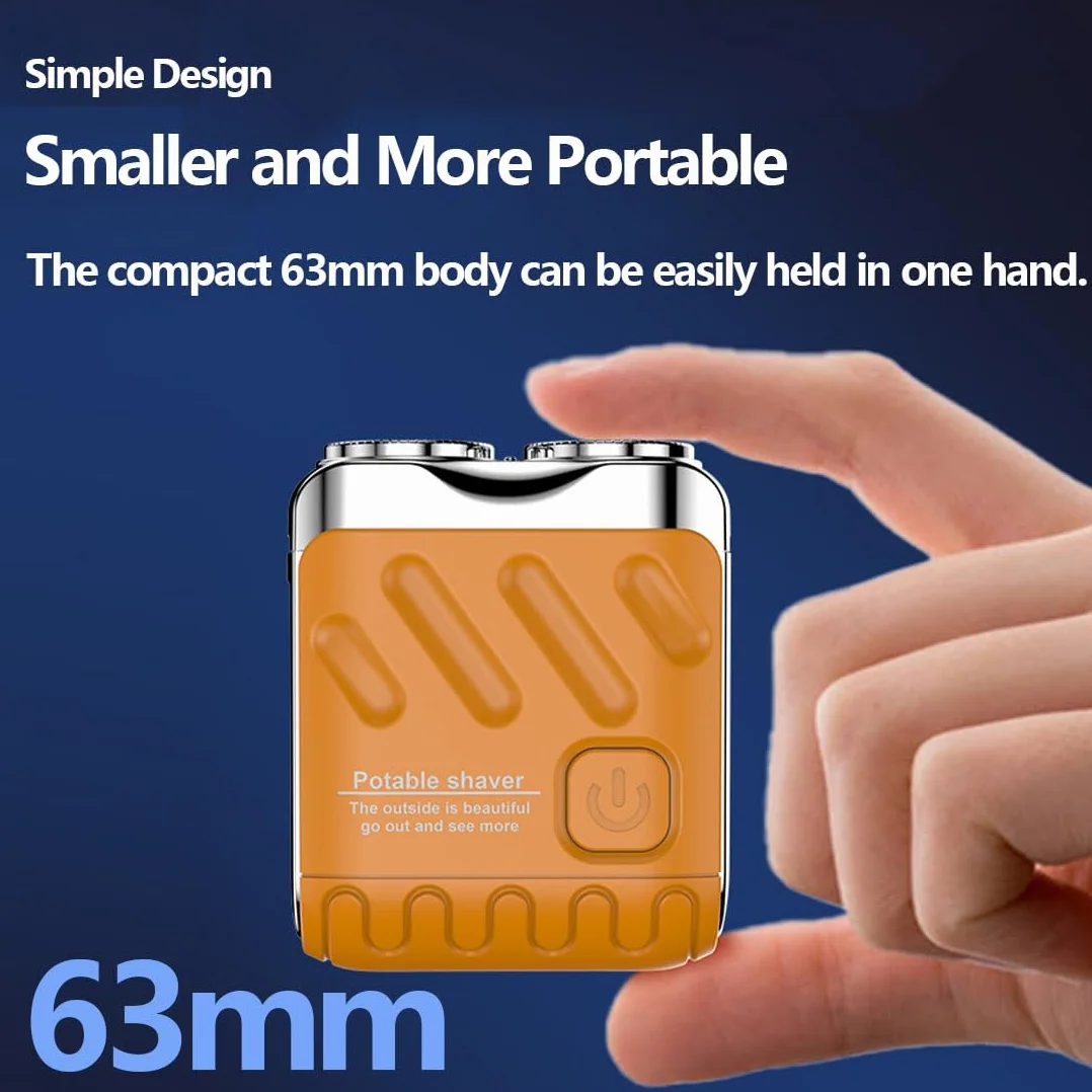 Afeitadora eléctrica portátil de doble anillo rotatorio impermeable recargable USB para hombres naranja