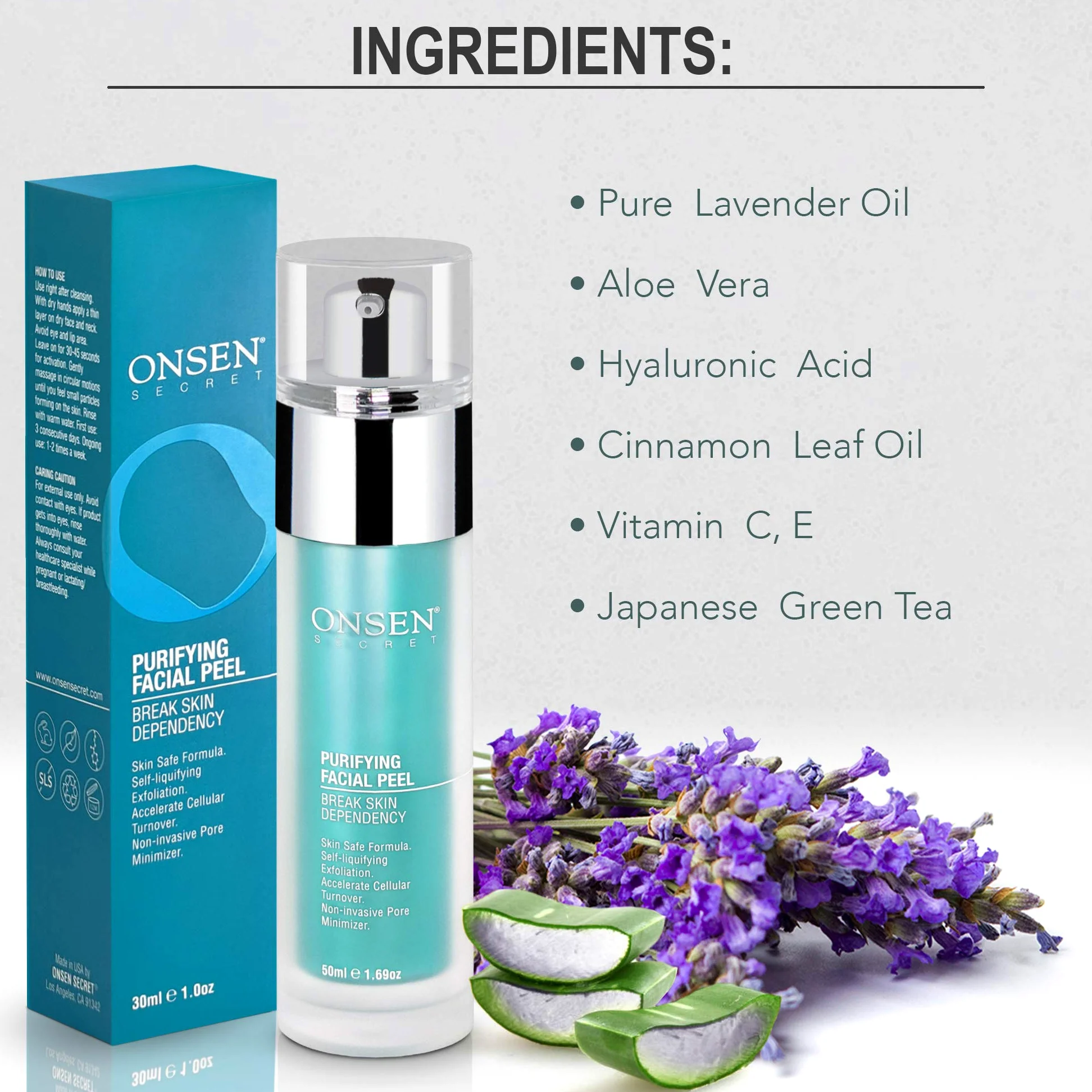 Onsen Secret Exfoliating Facial Peel, Blackhead Remover, Organic, Natural White, Daily Skin Peels for Dark Spots and Sensitive Skin Peeling Gel for Women (50 ml)