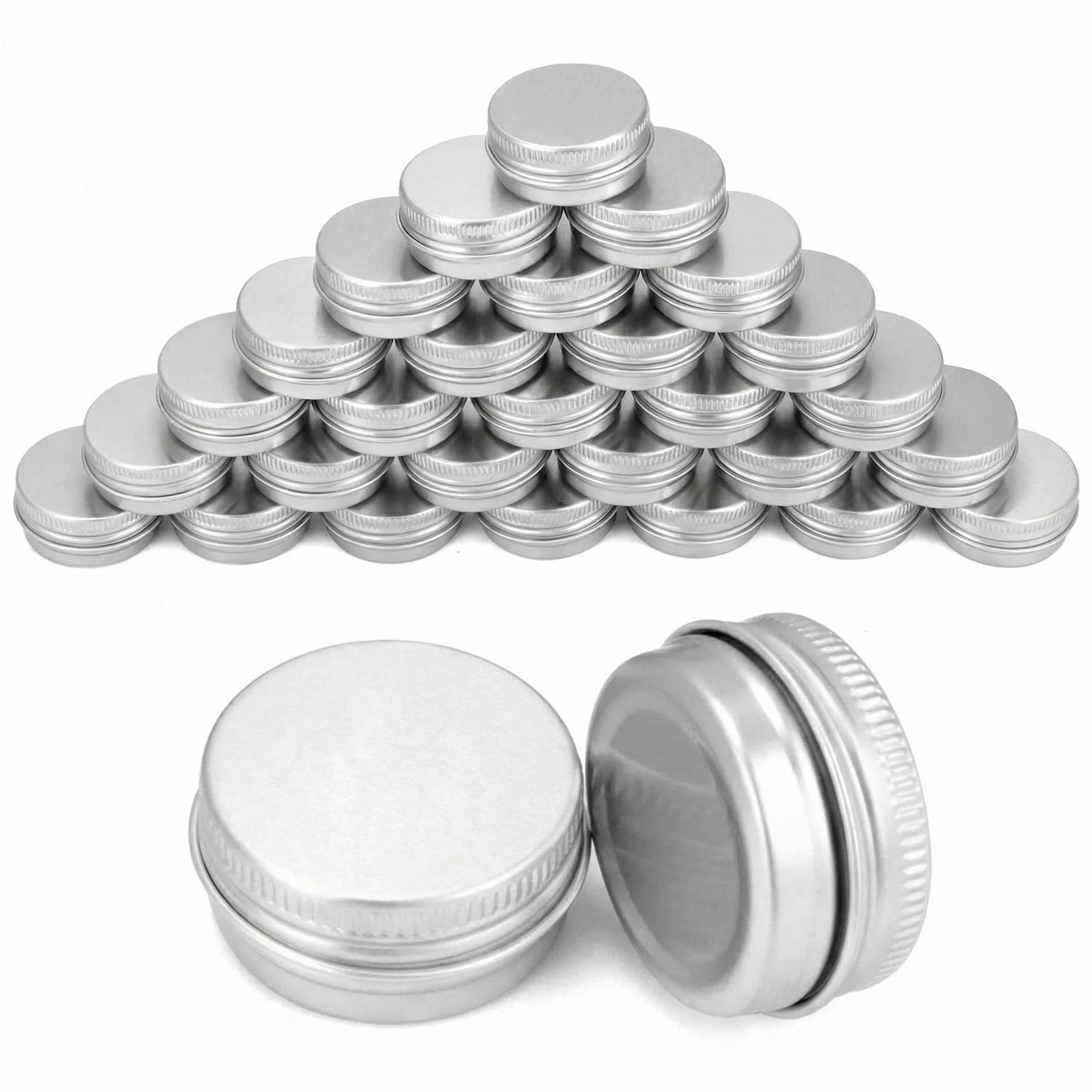QWORK 30 tarros de Aluminio para Crema con Tapas, Redondos vacíos 30 ml