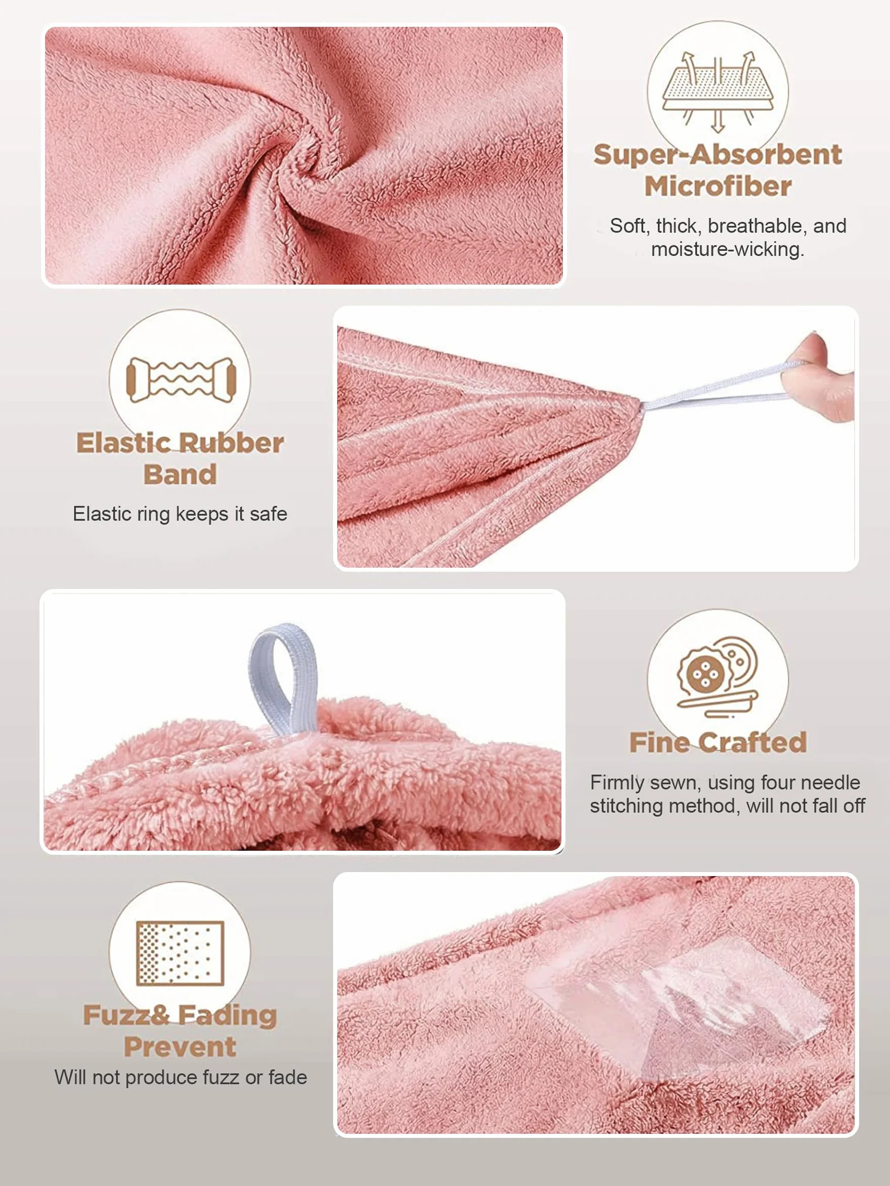 KU 3 Piezas Toalla Microfibra Pelo Turbante Secado Rápido Súper Absorbente