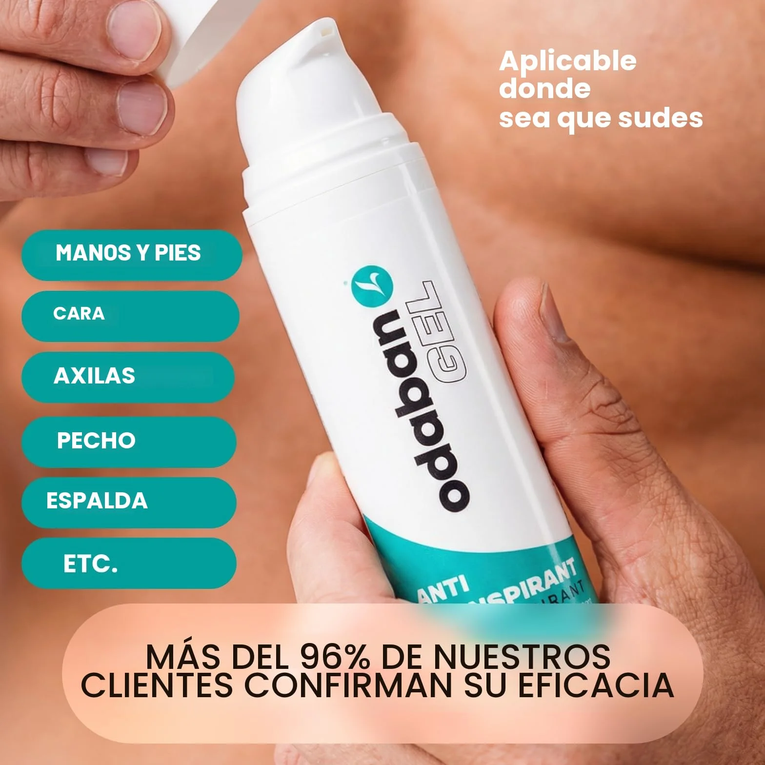 Odaban Antitranspirante Gel 50 ml | Control del Sudor para Manos, Pies, Rostro