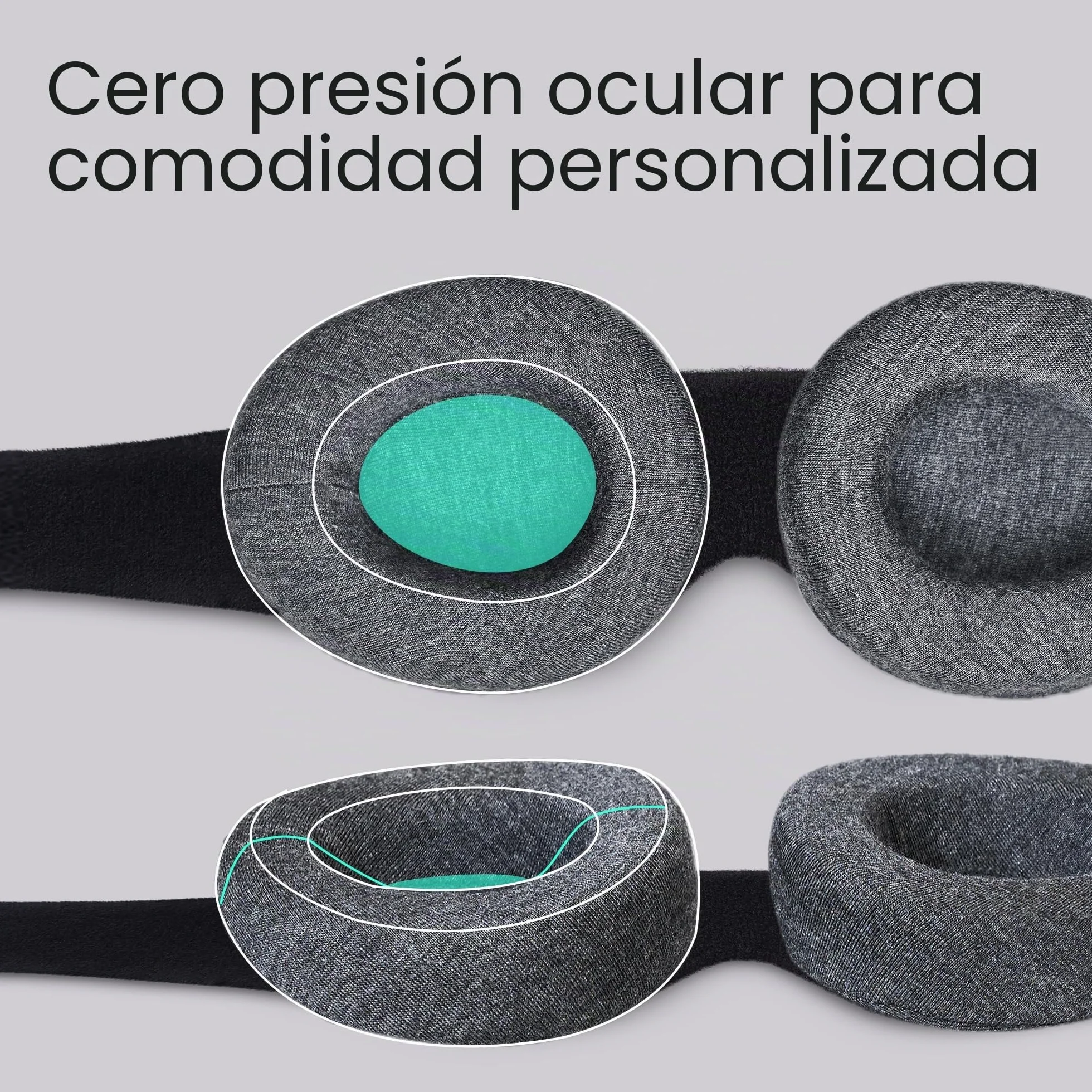 Manta Sleep Mask Antifaz para Dormir 100% Anti-Luz Cero Presión Copas Ajustables