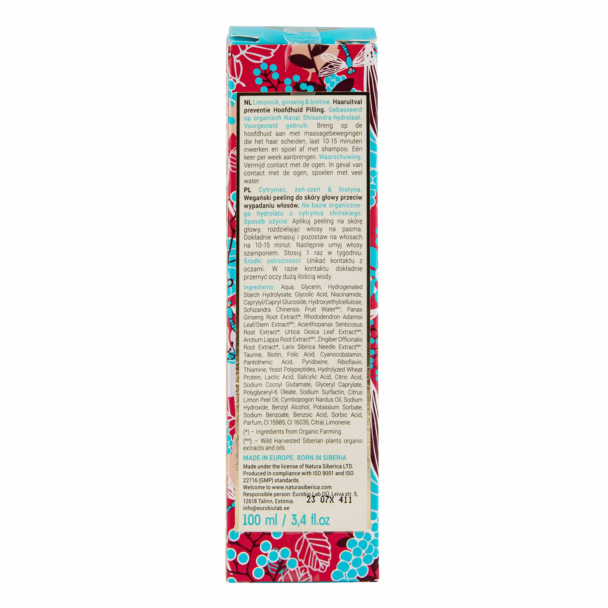 Natura Siberica Super Limonnik Peeling del Cuero Cabelludo con Ginseng y Biotina 100 ml