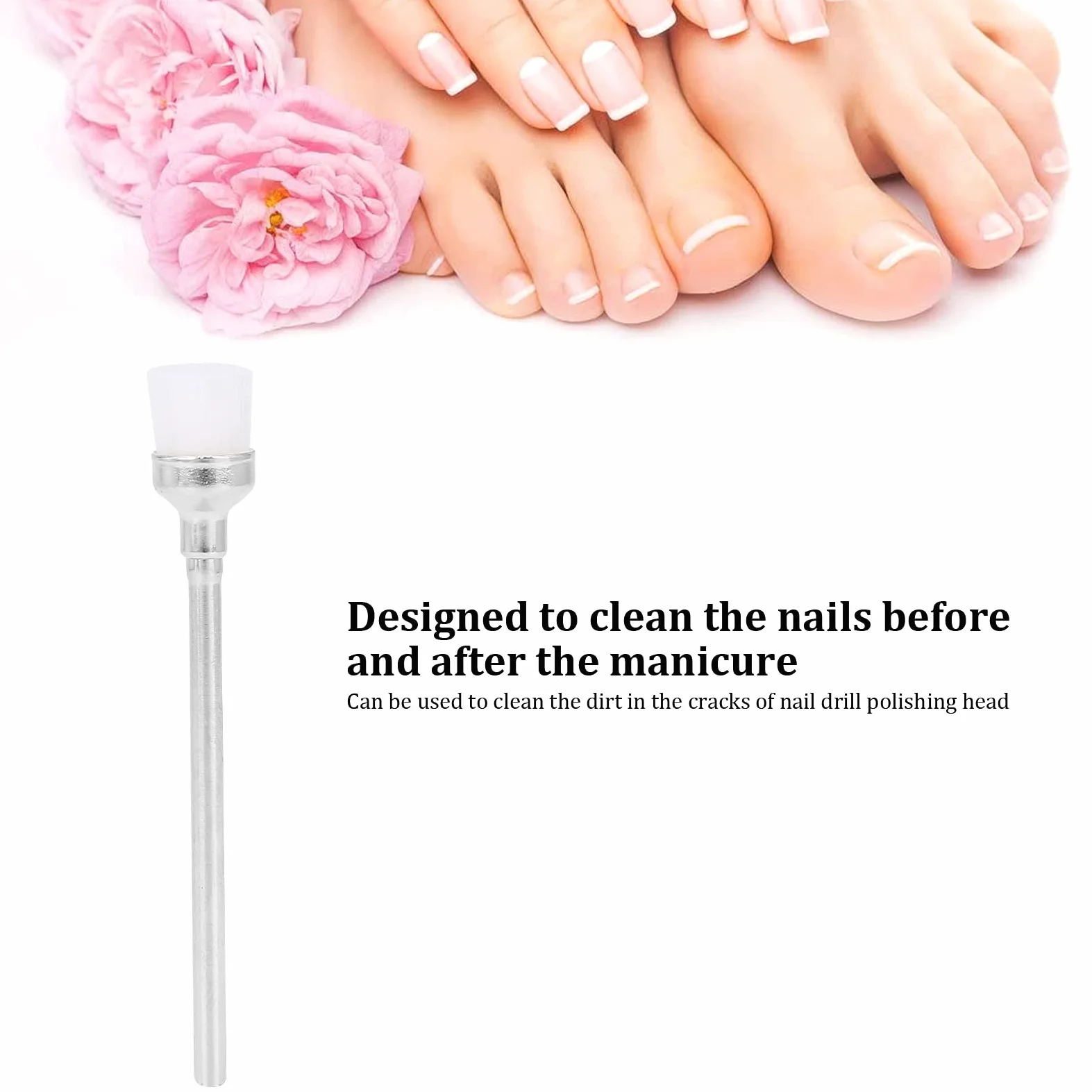 100pcs Cepillo para polvo de uñas, Herramienta de manicura de limpieza de mías para la uña Herramientas de manicura de manicura Cleaner Manicure Herramientas (White)