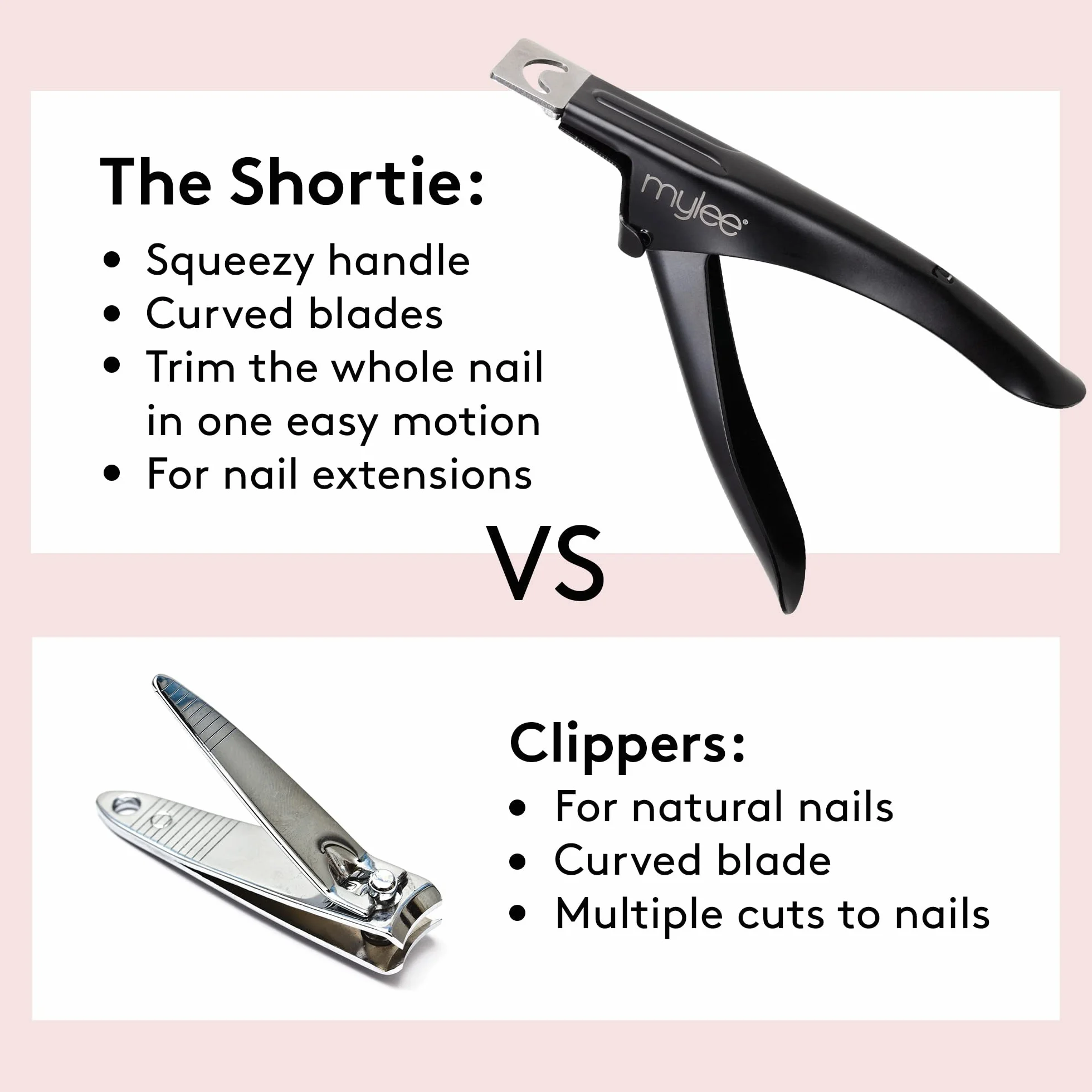 Mylee Cortaúñas Shortie para Extensiones de Uñas - Cortaúñas Preciso y Duradero, Herramienta de Manicura Profesional