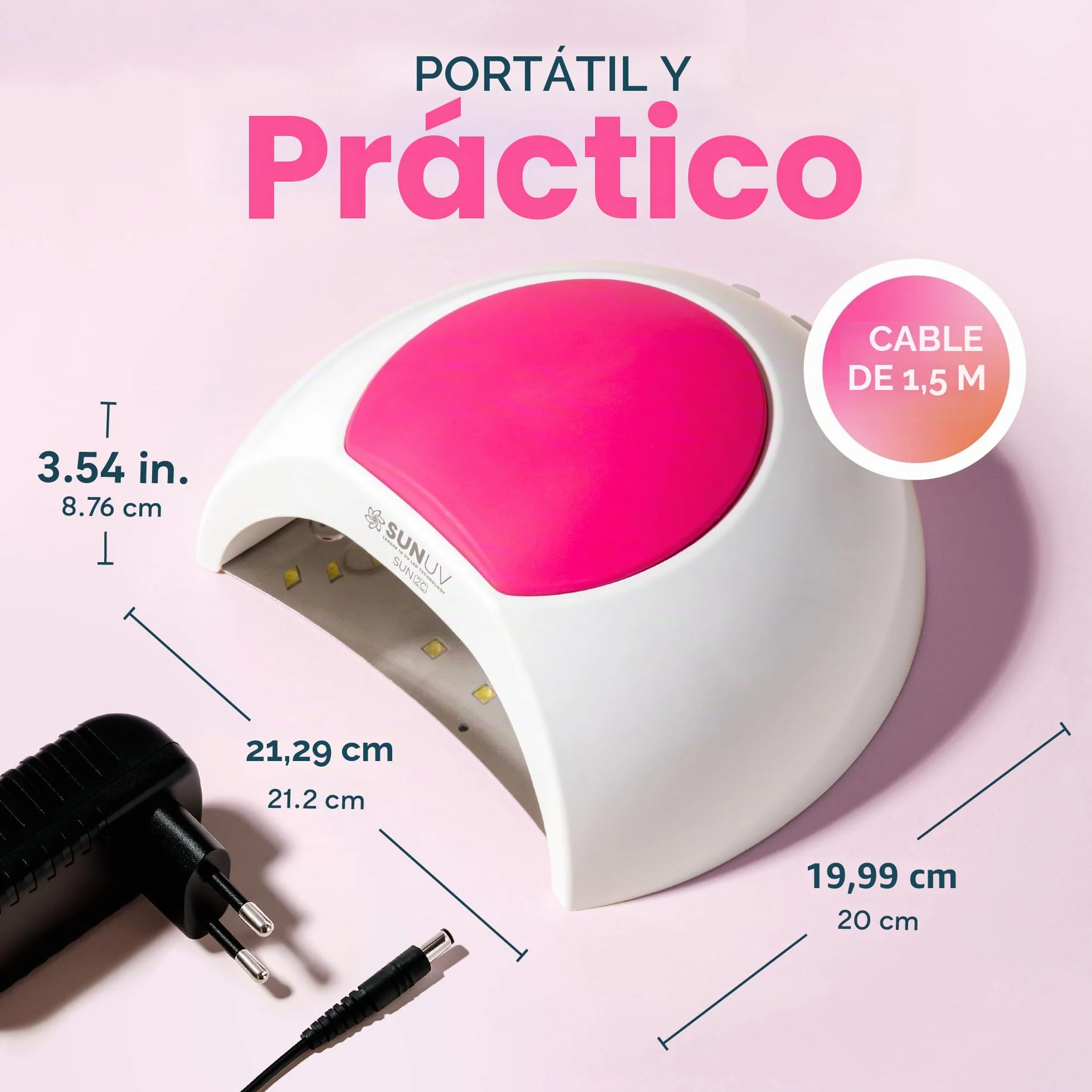 SUNUV Lámpara Secadora de Uñas, Profesional LED UV Lampara Uñas de Gel, Curado Luz en 4 modos para tiempo 10s, 30s, 60s y 90s