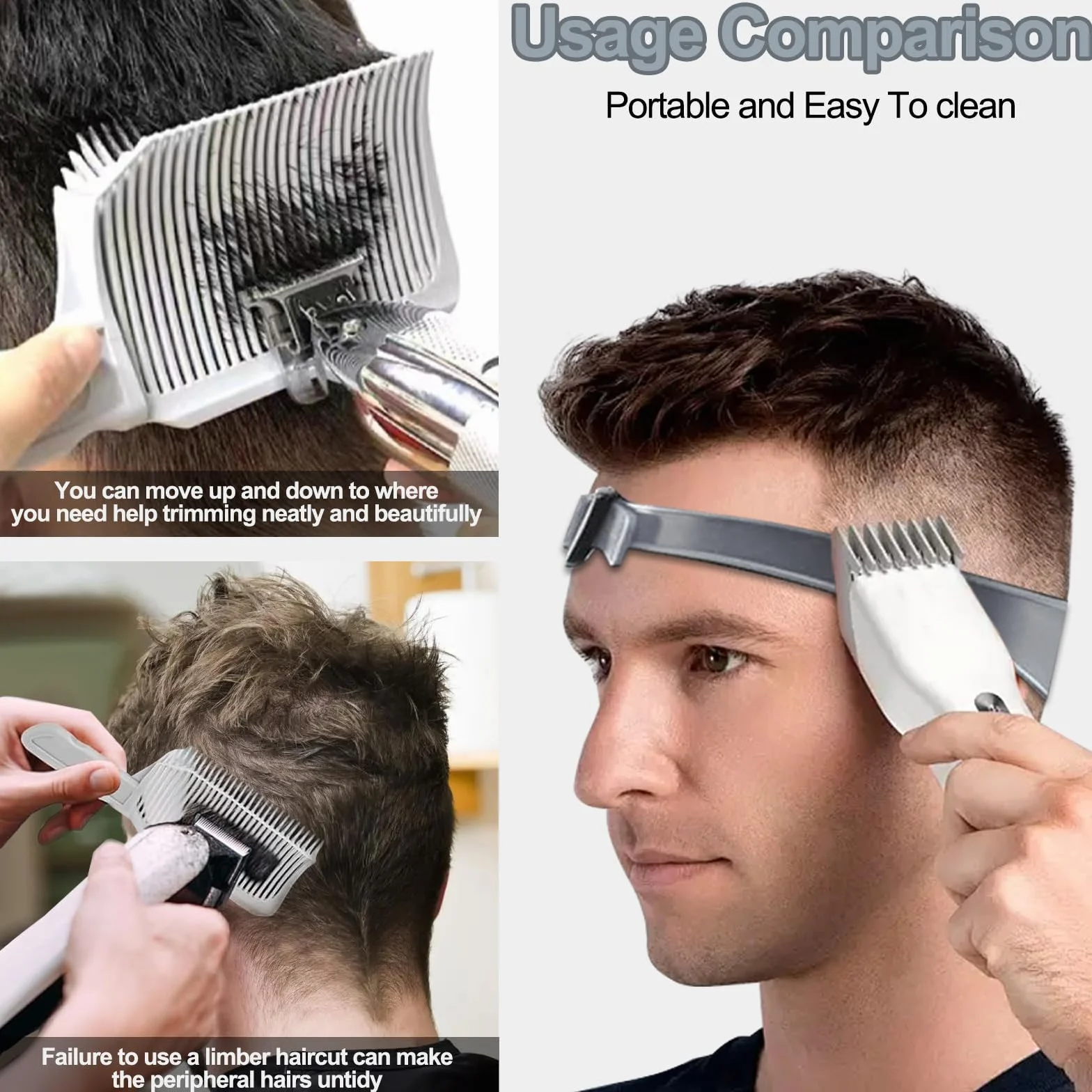 Plantilla de Transición de Peluquería, Peine Ajustable de Silicona para Cortar el Pelo, Cinta de Corte Curvado