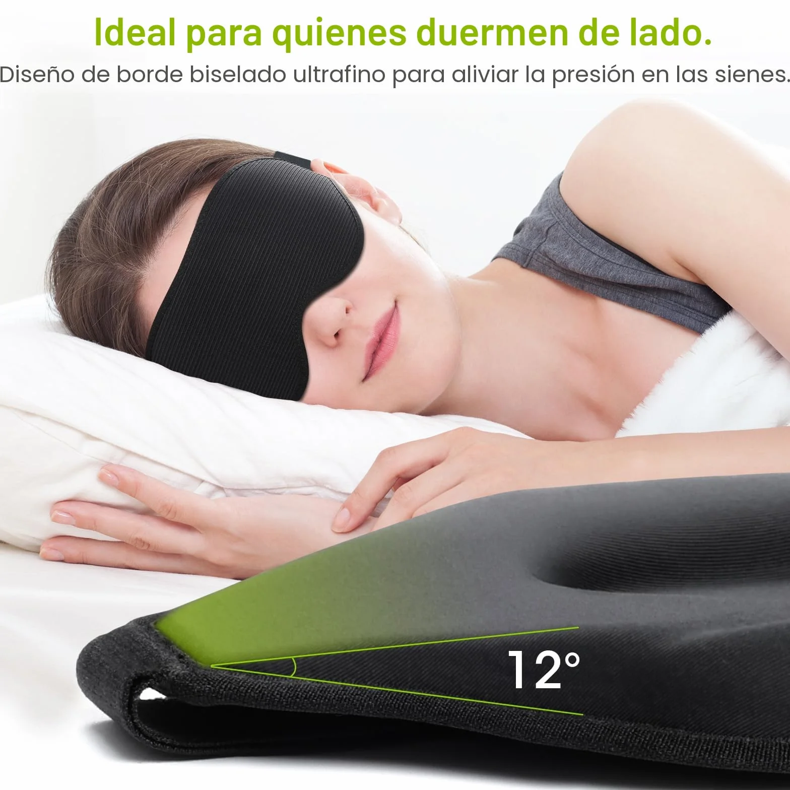 Antifaz para Dormir 3D Presión Cero Anti-Luz Suave Transpirable para Mujeres y Hombres