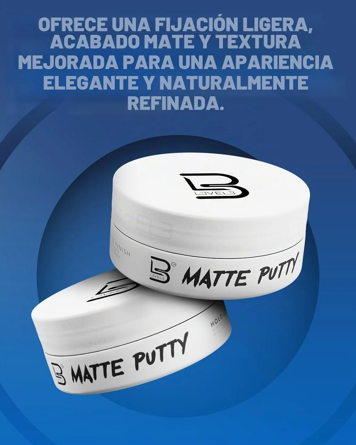 Level 3 Masilla mate para el cabello, producto de aseo texturizador con acabado mate