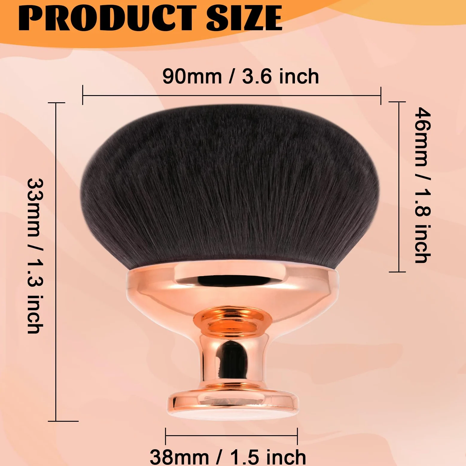 BABYSHEEP Blend & Blur - Brocha de maquillaje corporal para autobronceador de piernas y bronceador, brocha kabuki de 90 mm de ancho con cabeza redonda y bolsa de cordón