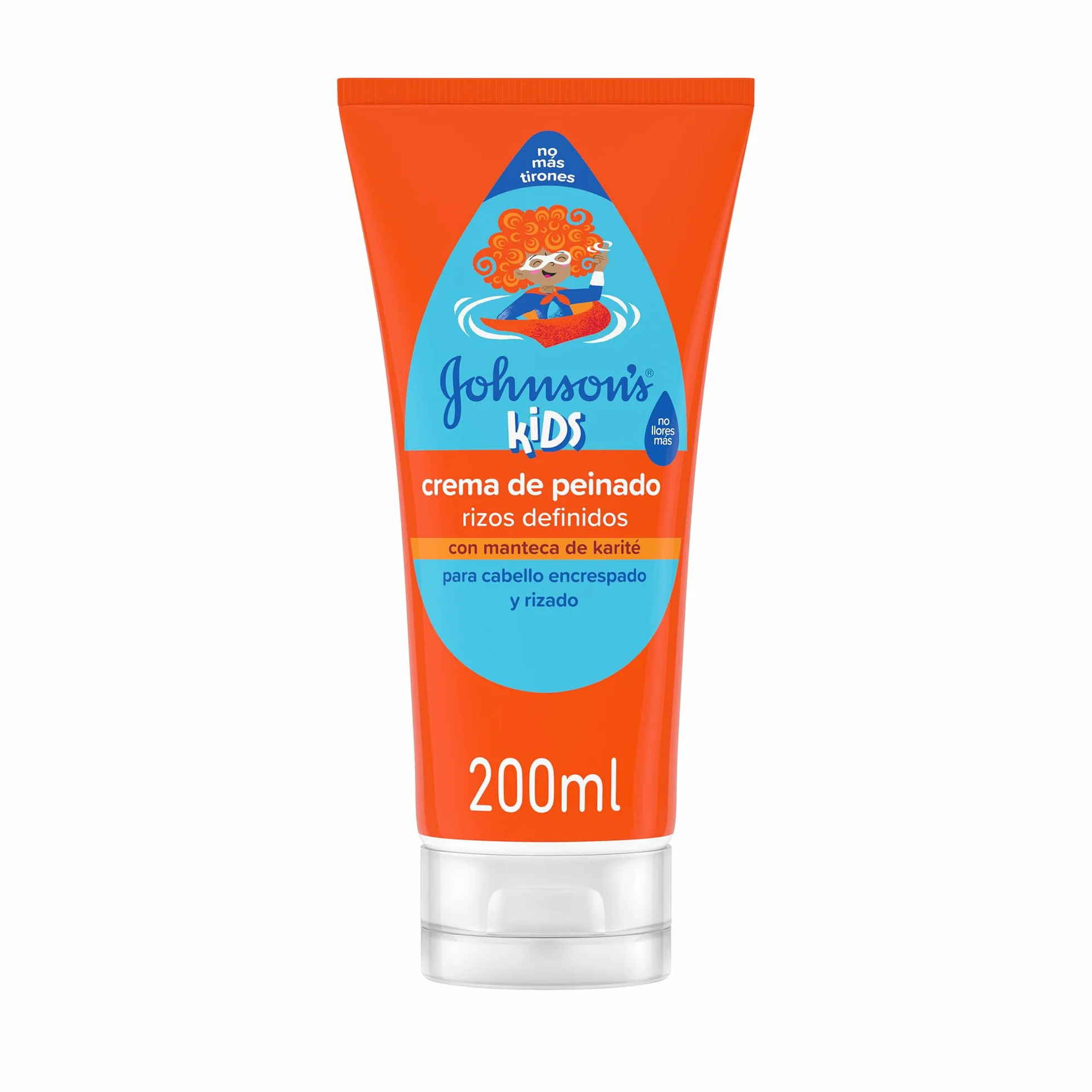 Johnson's Kids Crema de peinado rizos definidos 200 ml acondicionador pelo rizado manteca de karité 24 h definición hidratación