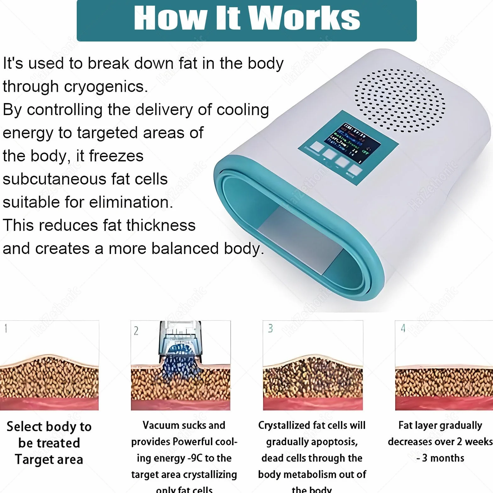Criolipólisis Máquina Eliminación Grasa Congelación -12°C ~ -2°C Esculpir Fría Masajeador Cintura Vientre Cuello Glúteos
