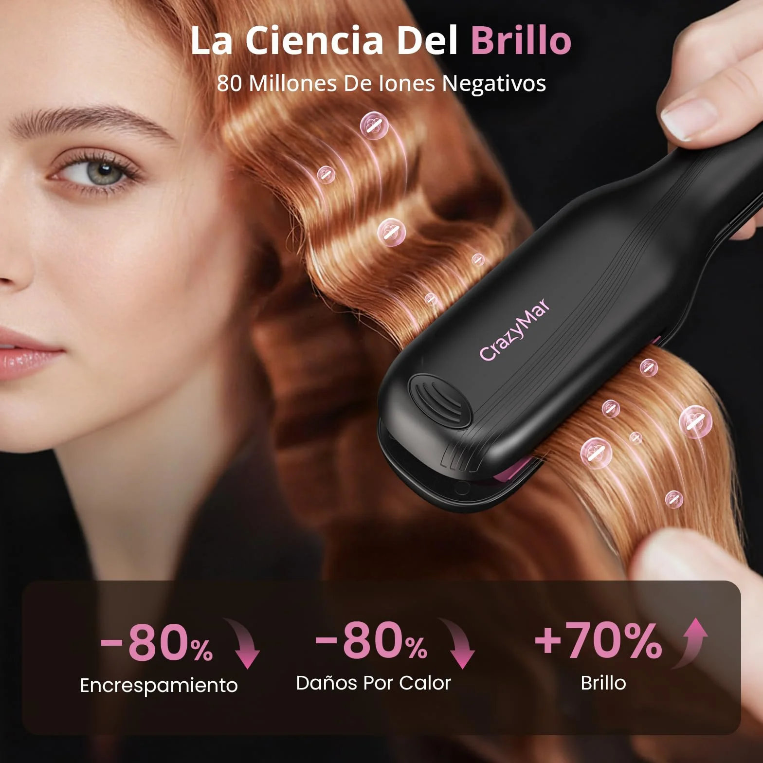 CrazyMar Rizador de Pelo Ondas, 25mm Plancha Ondas Surferas-Calentamiento Rápido 15s, Ondulador de Pelo Iónico con 9 Temperaturas + 4 Temporizadores, Fijación 24h y Antiquemaduras, Pantalla LED
